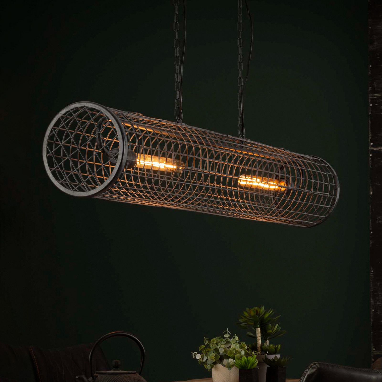 Zijlstra Lampă suspendată Nightingale gri ardezie 2 becuri - Camera de zi / sufragerie - Design industrial - Metal