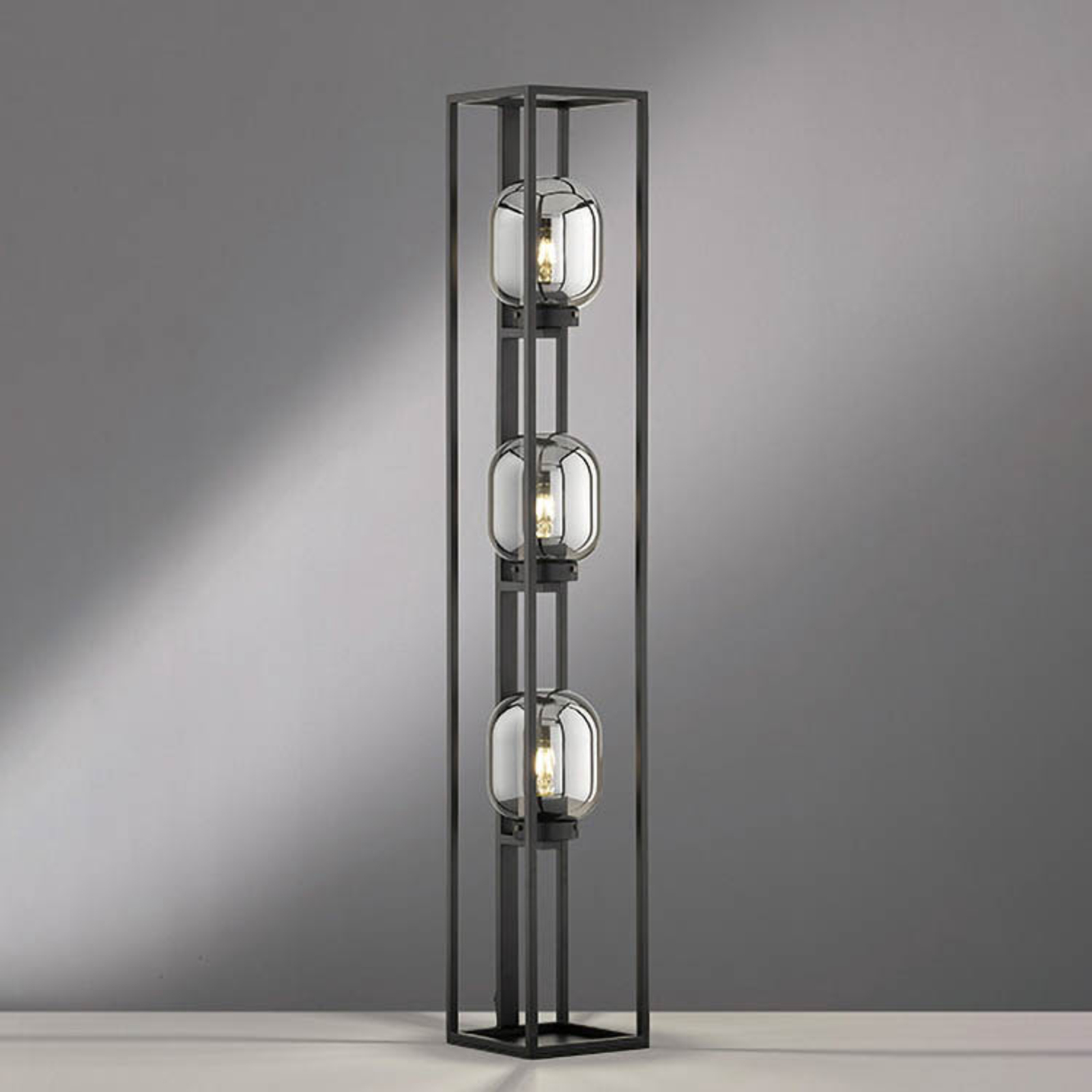 Gulvlampe Regi av glass, røykgrå, 3 lyskilder