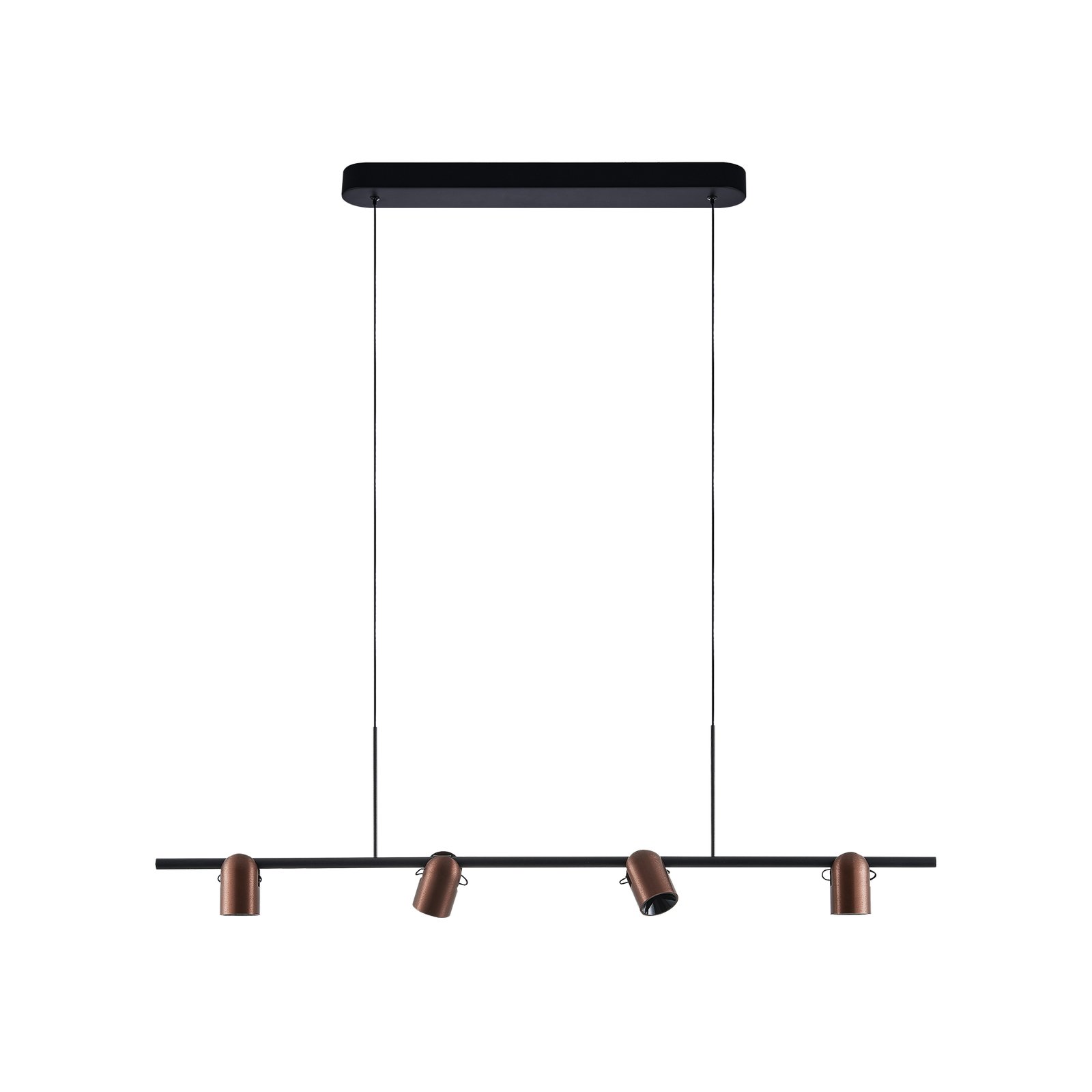 Molto Luce hanglamp Nuun PD, zwart/koffiebruin, 4-lamps.