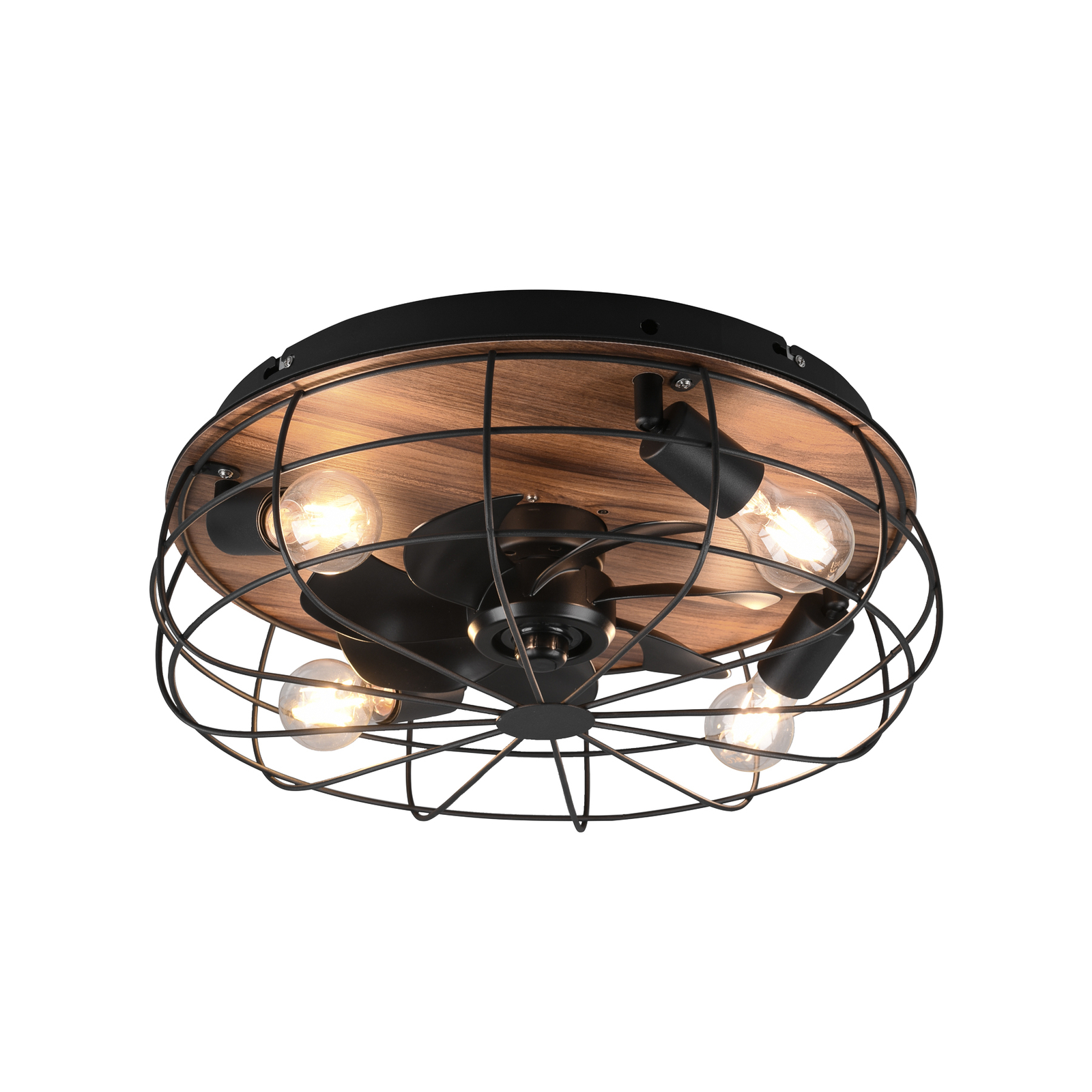 Trondheim ceiling fan, remote, 4 x E27, black