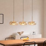 Lucande Lampada a sospensione LED Martis, ambra, a 3 luci, dimmerabile