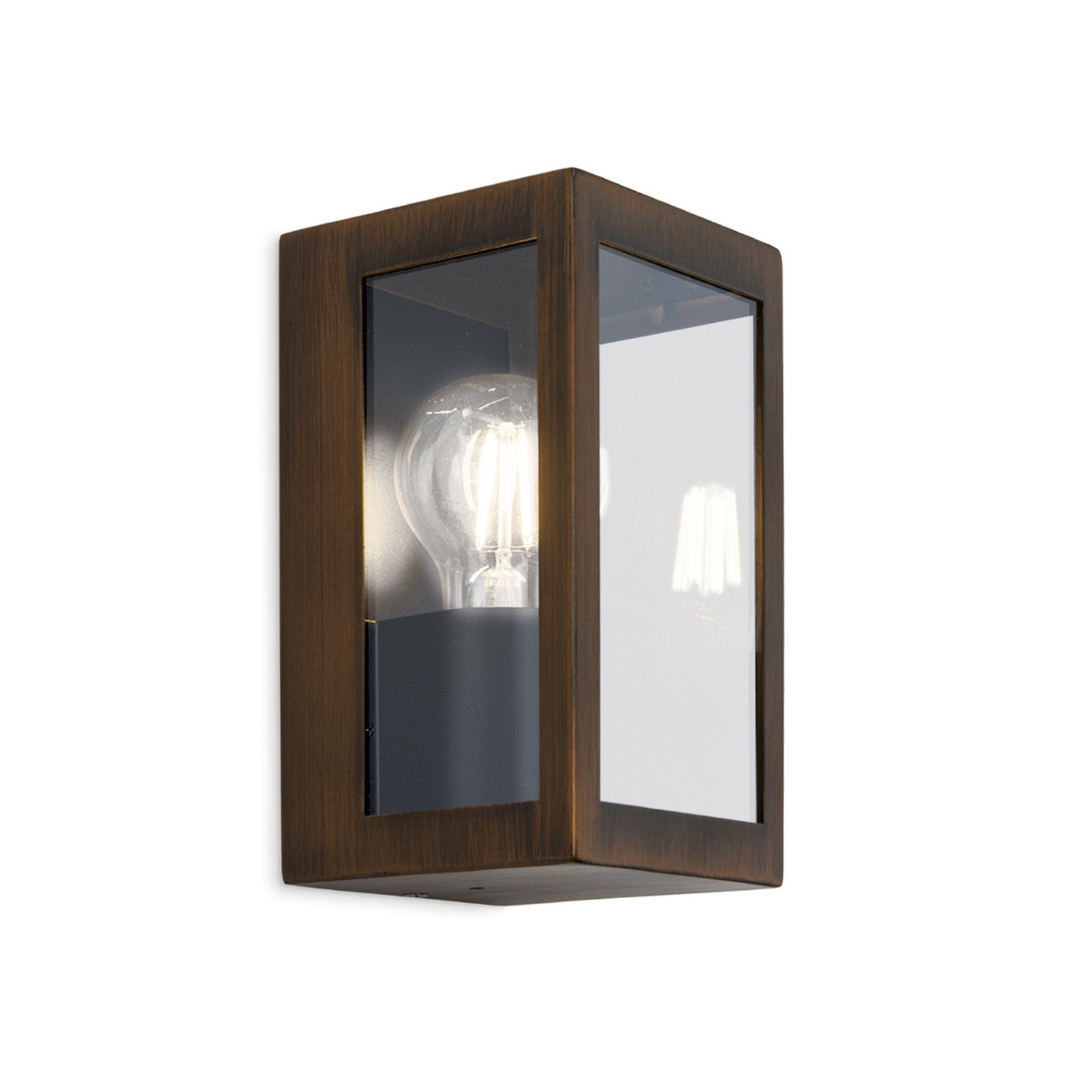 Candeeiro de parede exterior LUMINA, preto ferrugem, aço inoxidável, vidro, IP44