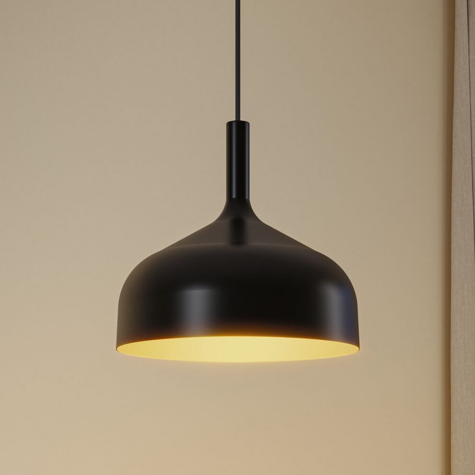 Paulmann hengelampe Embla II, svart-gull, Ø 30 cm, metall