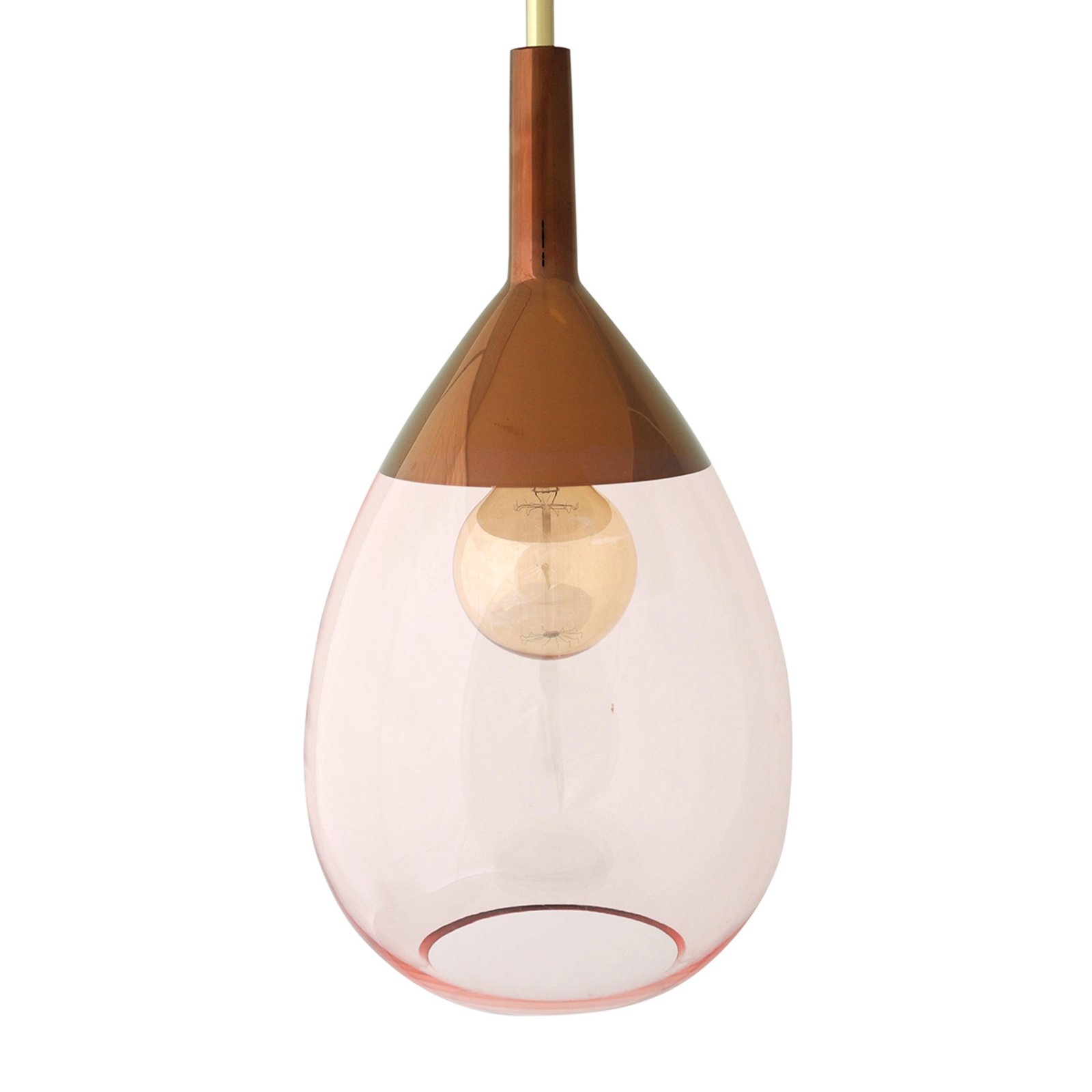 EBB & FLOW Lute glazen hanglamp rosé met koper