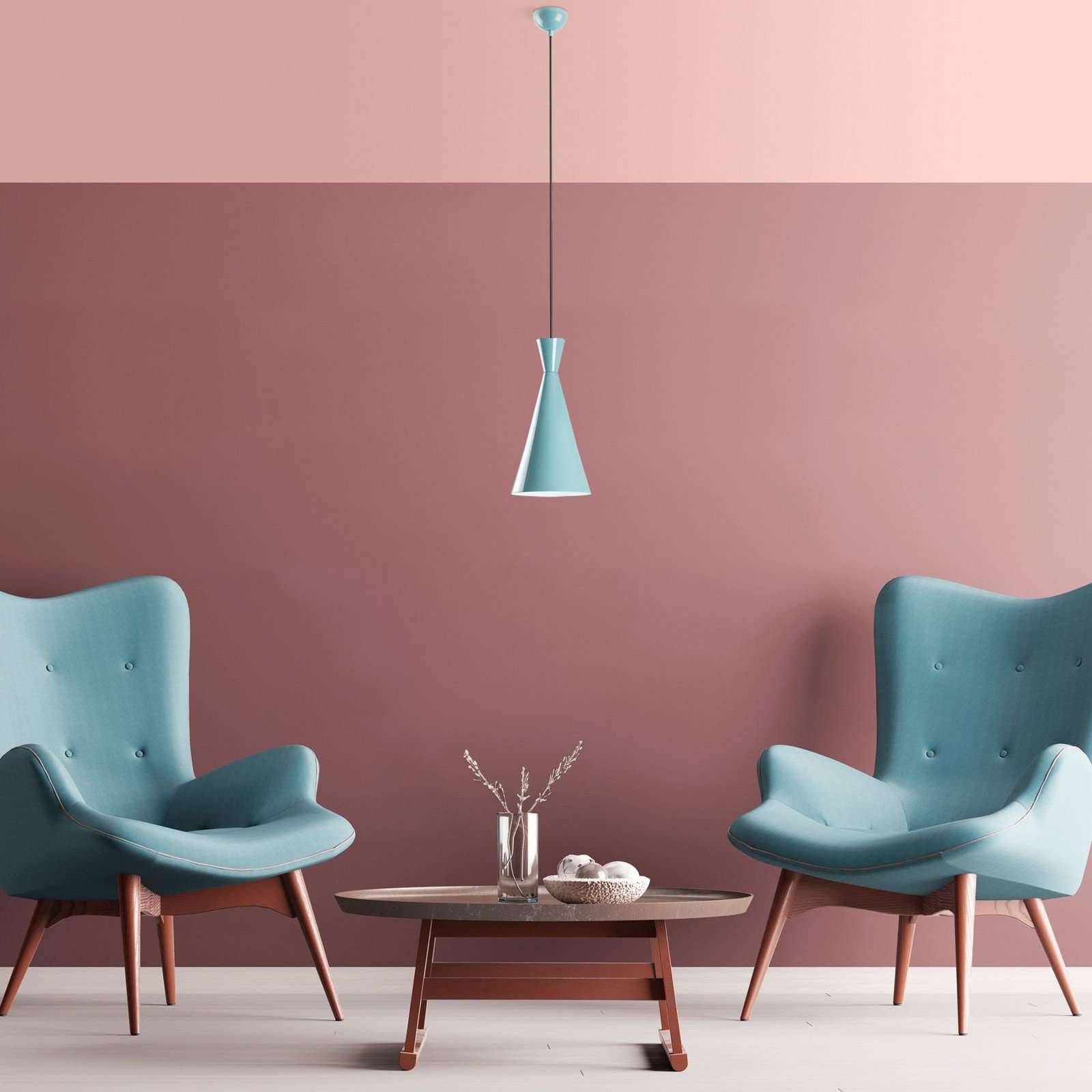 Tom pendant light, turquoise, metal, Ø 19 cm, E27
