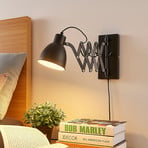 Lindby wandlamp Merle, zwart, 60cm, leeslamp, uitschuifbaar