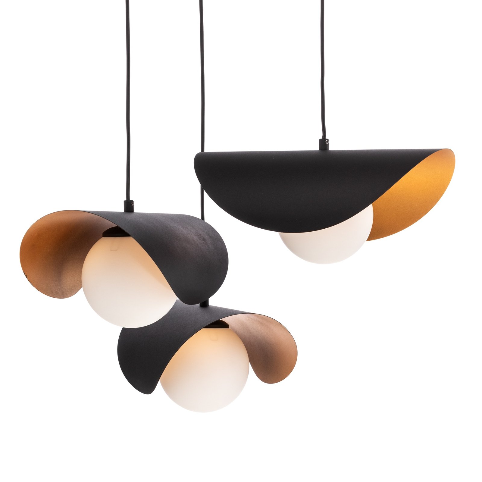 Hanglamp Vatoz 6142 3-lamps Rondell zwart opaalglas