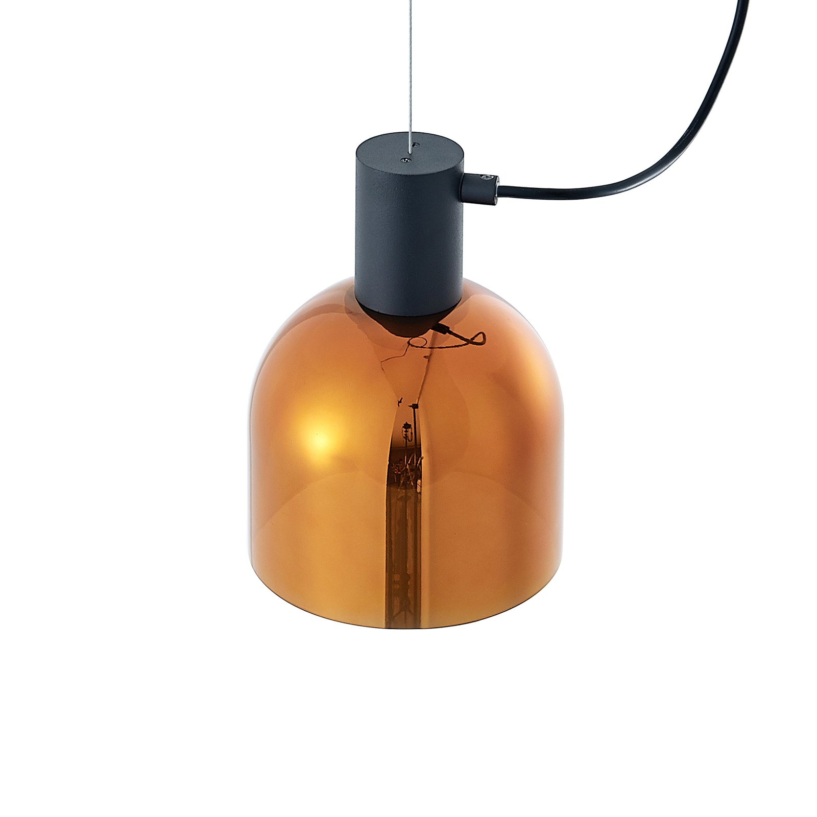 Lucande Serina hanging lamp, 3-bulb, glass copper