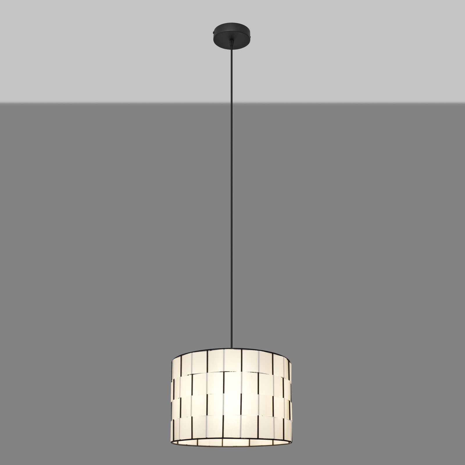 Atlanta pendant light, white, Ø 30 cm, textile, E27