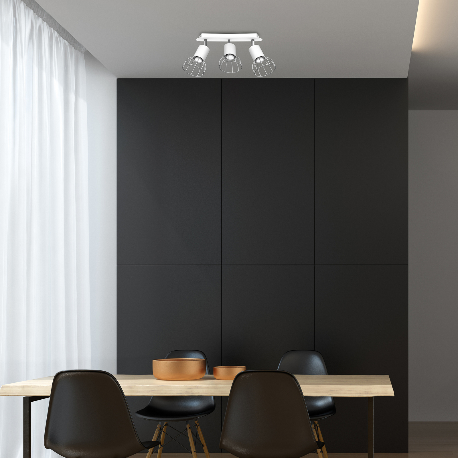 Danjel spot pour plafond à 3 lampes, blanc/argenté