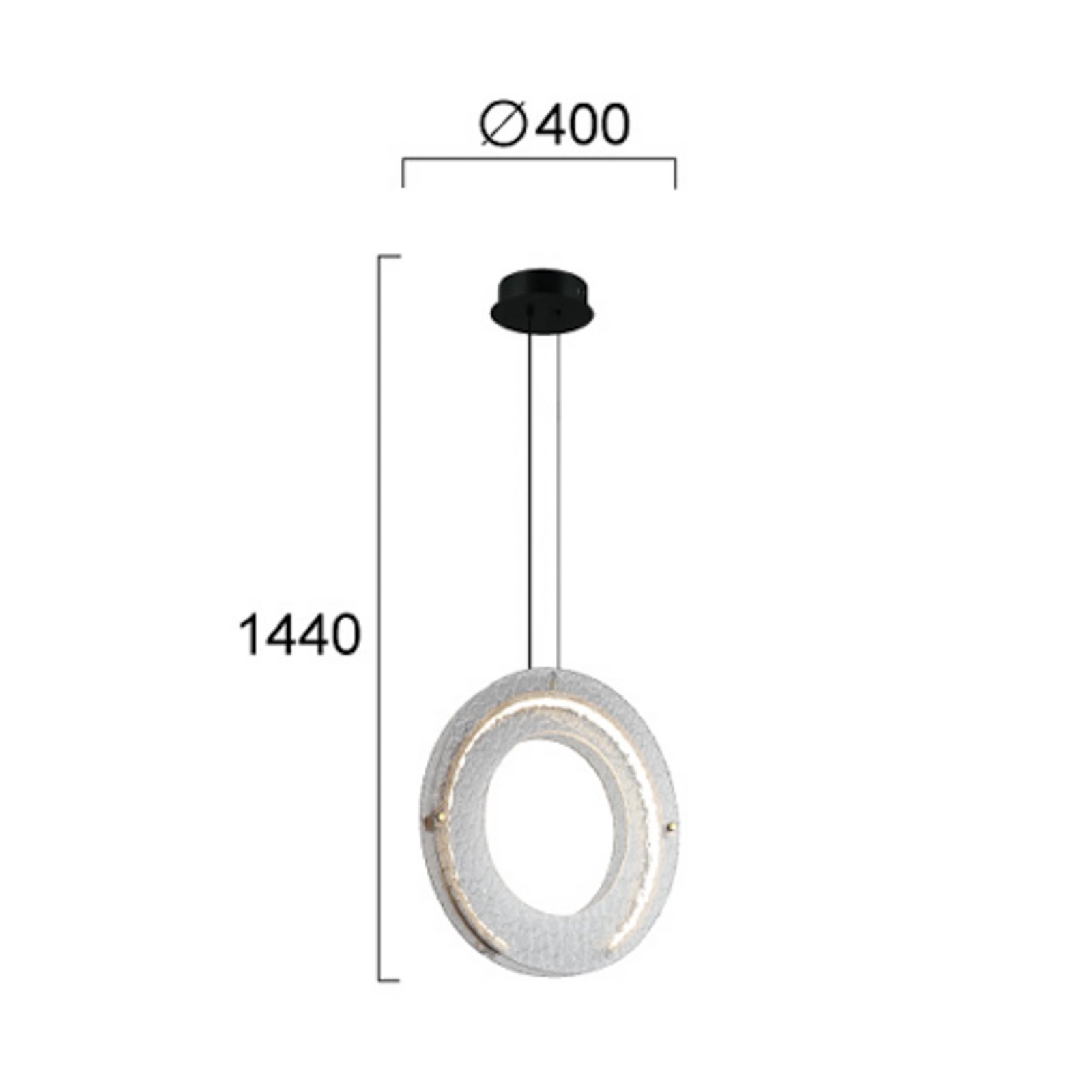 LED hanglamp Tamara, rookgrijs, Ø 40 cm, glas/metaal