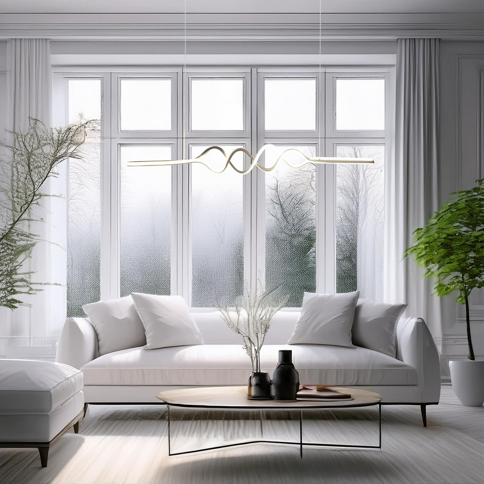 LED-Hängeleuchte Ancona, Metall, gold/schwarz, 4.000 K