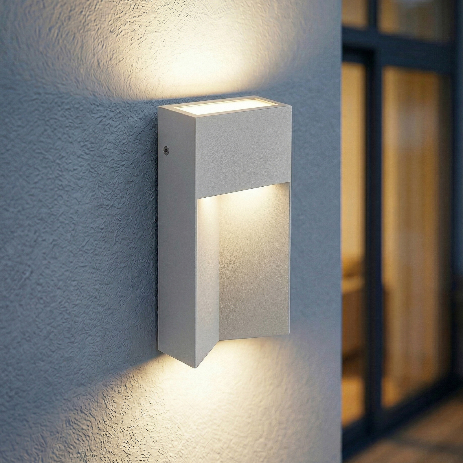 Applique d'extérieur LED Kaholo, CCT, aluminium, IP44, gris clair, angulaire -