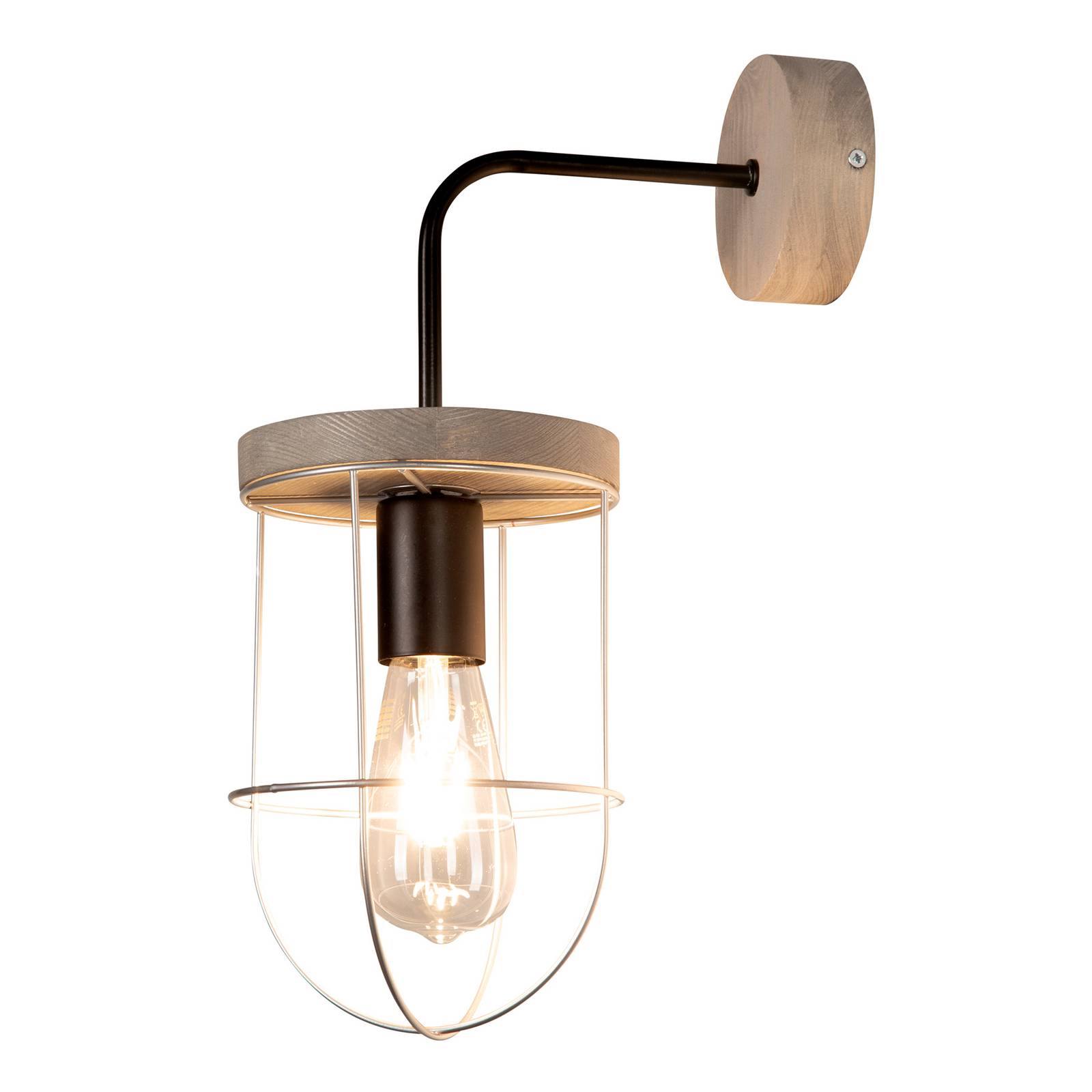 Envostar Envolight Neptuna wall light in lantern form, for Living / Dining Room, pine, metal, fabric, E27, 15 W, W: 15 cm, H: 40 cm