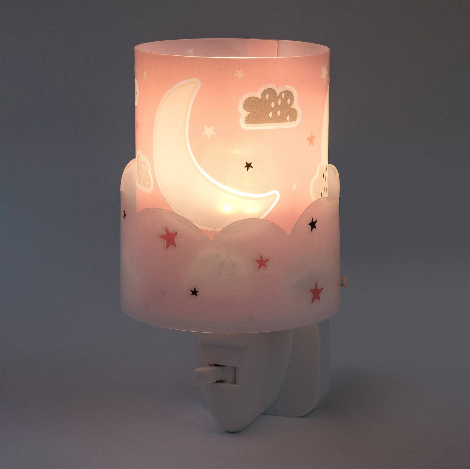 Dalber Kinder-LED nachtlampje Moon, roze - Klem -/ stekkerlamp - Kinderkamer - paars / roze / rose - kunststof