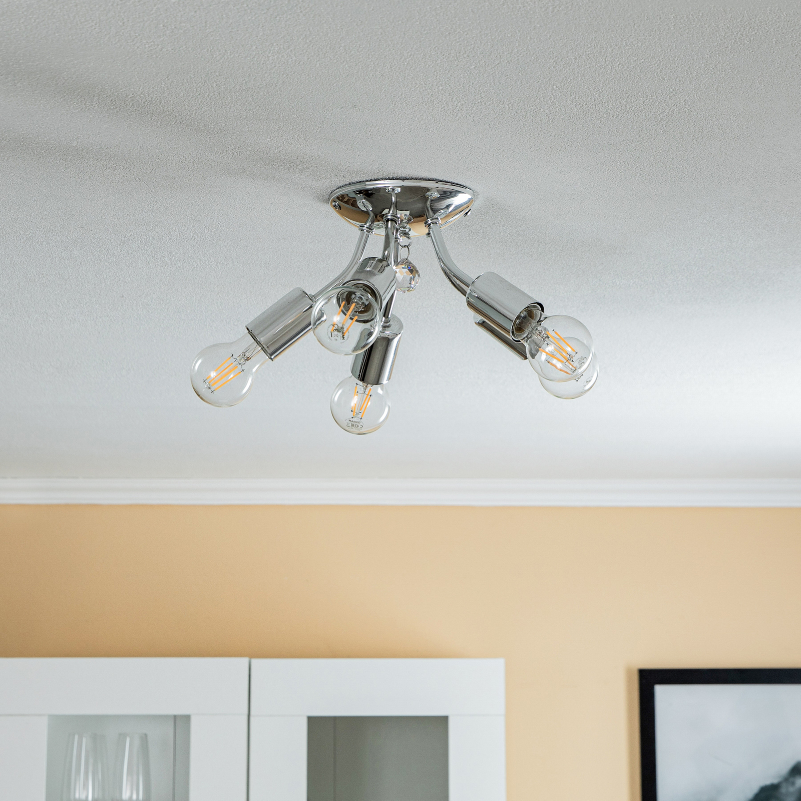 Romie ceiling light, five-bulb, chrome