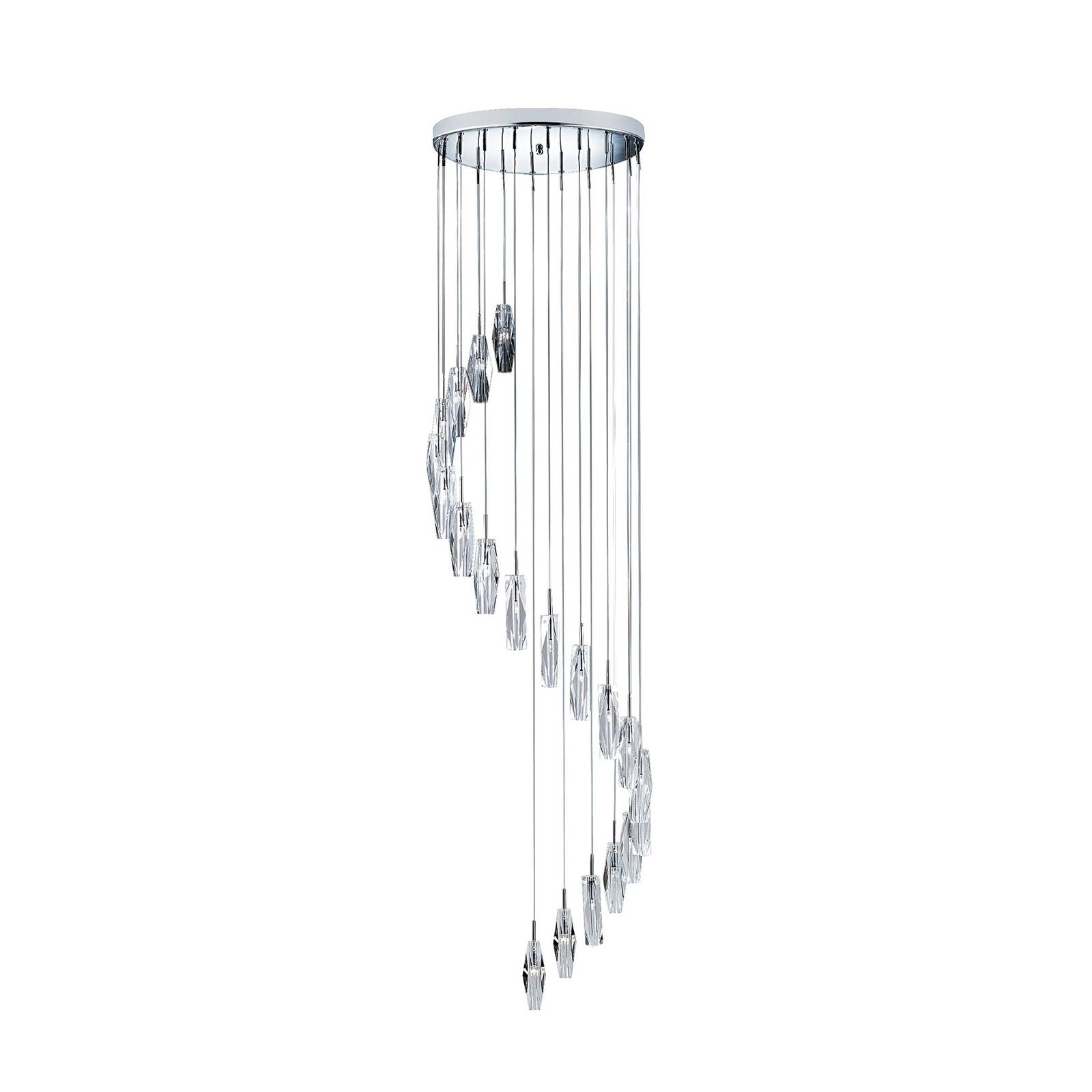 Sculptured Ice - 20 Light Spiral Cluster Anhänger Chrom K9 Glass Twenty G4 Bulb - Searchlight