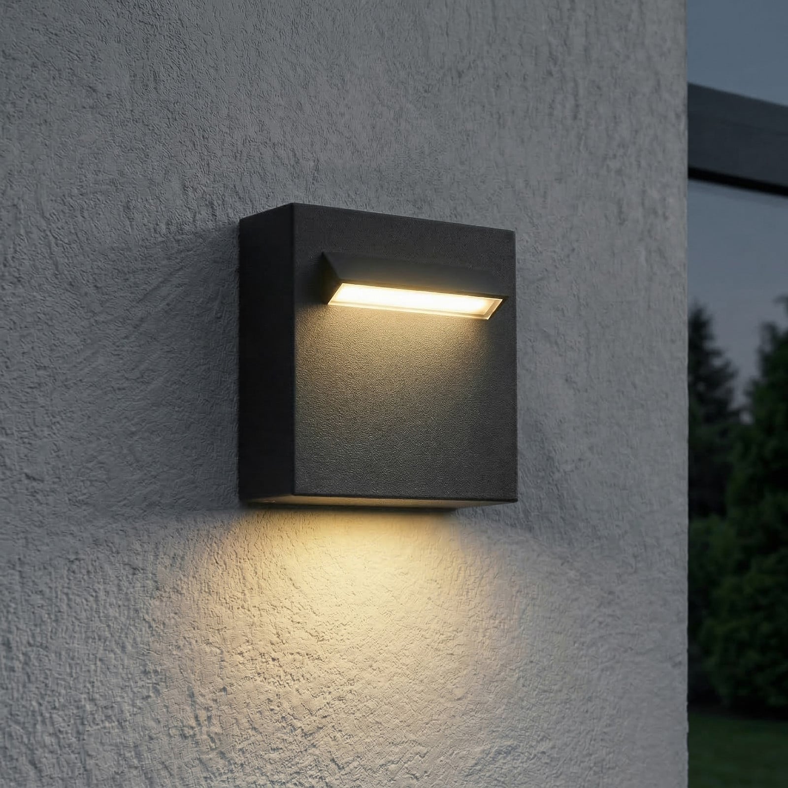Joril LED-Außenwandleuchte, schwarz, 9,4 cm, Aluminium, IP65 Lucande - Terrasse - Modern - Eckig