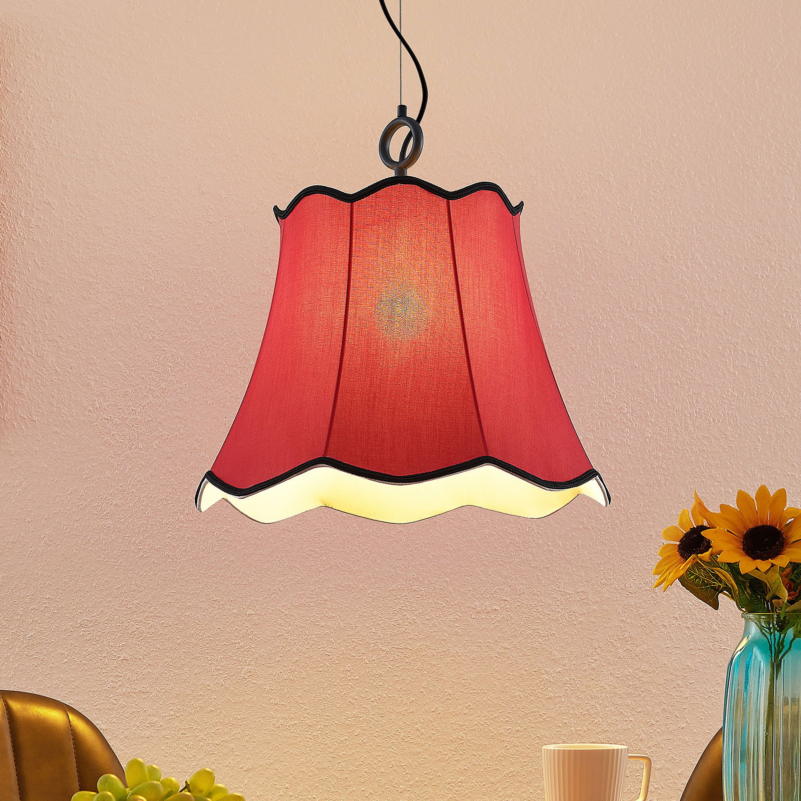 Lucande Binta hanglamp, 1-lamp, roestrood