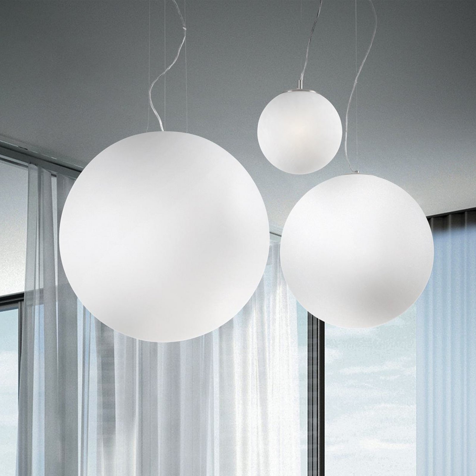 Ideal Lux Pendelleuchte Mapa, Ø 20 cm, Opalglas, Kugel