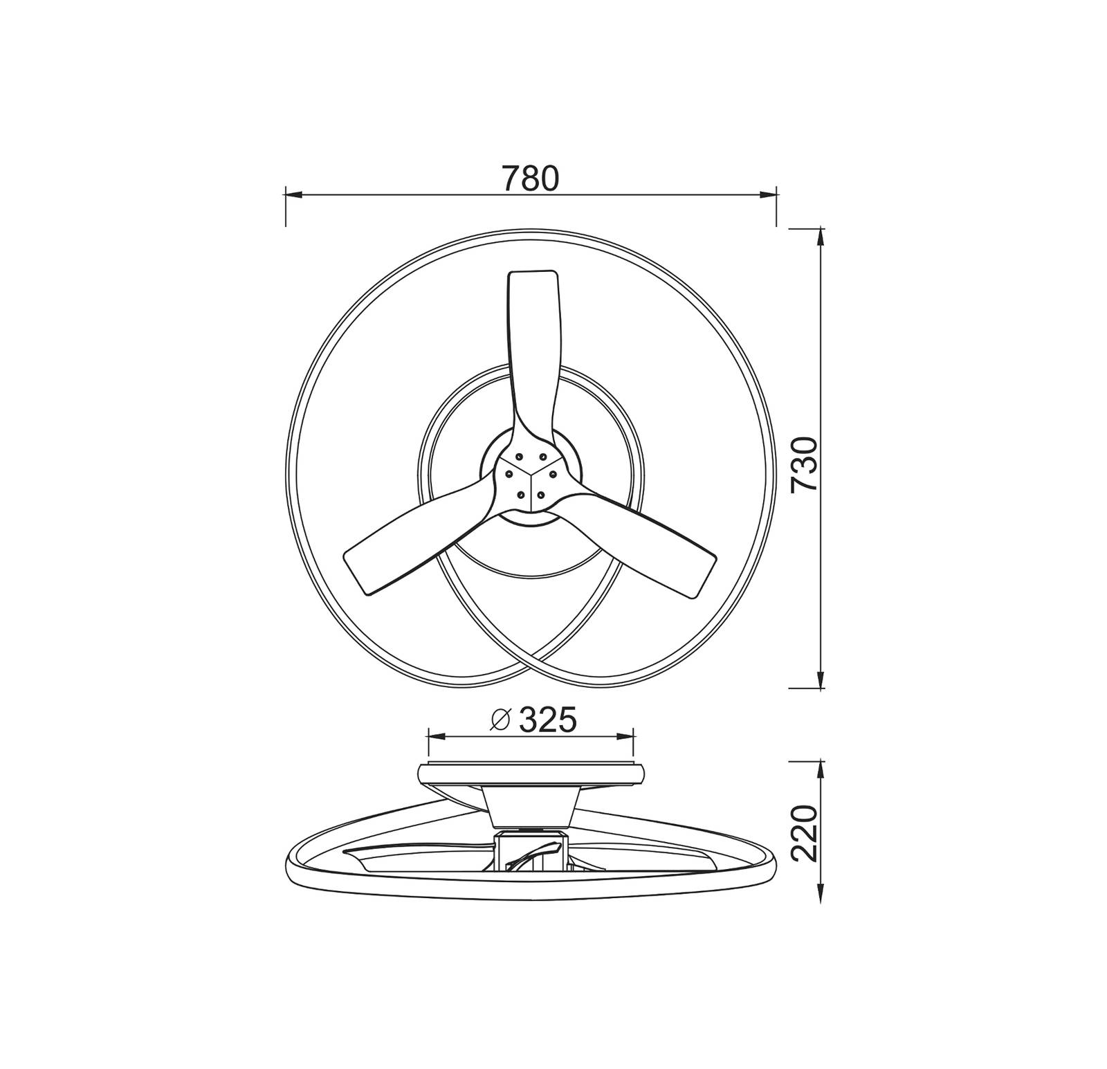 Wentylator sufitowy LED Ocean czarny/drewno DC cichy Ø 78 cm CCT