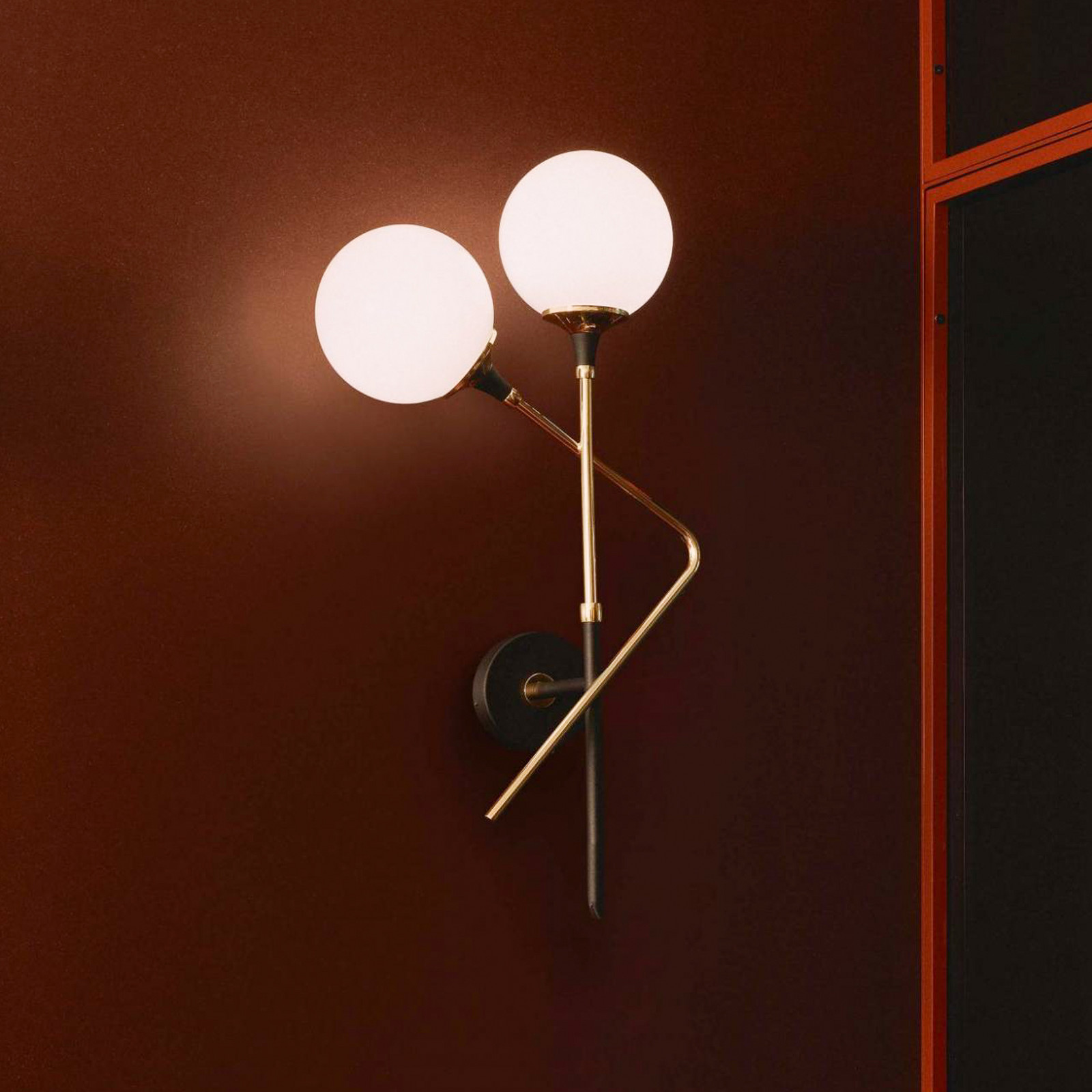 Aplică de perete Stilnovo Galassia auriu 2 becuri sus/dreapta - Camera de zi / sufragerie - Design - auriu alb - Alamă