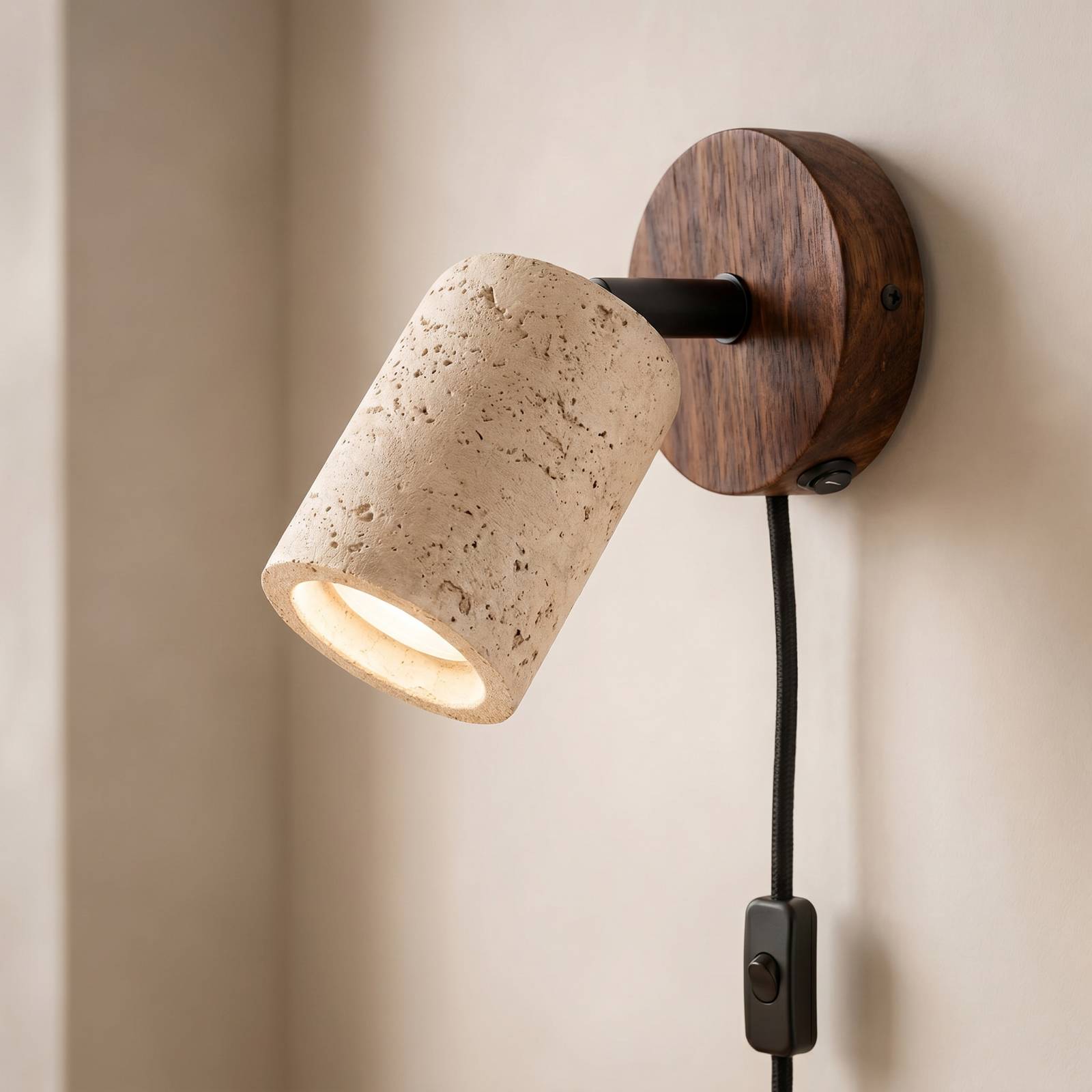 Lucande vægspot Carlotta, Ø 10 cm, beige, beton, GU10