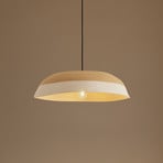Lindby hanglamp Caliva, Ø 60 cm, beige/wit, henneptouw