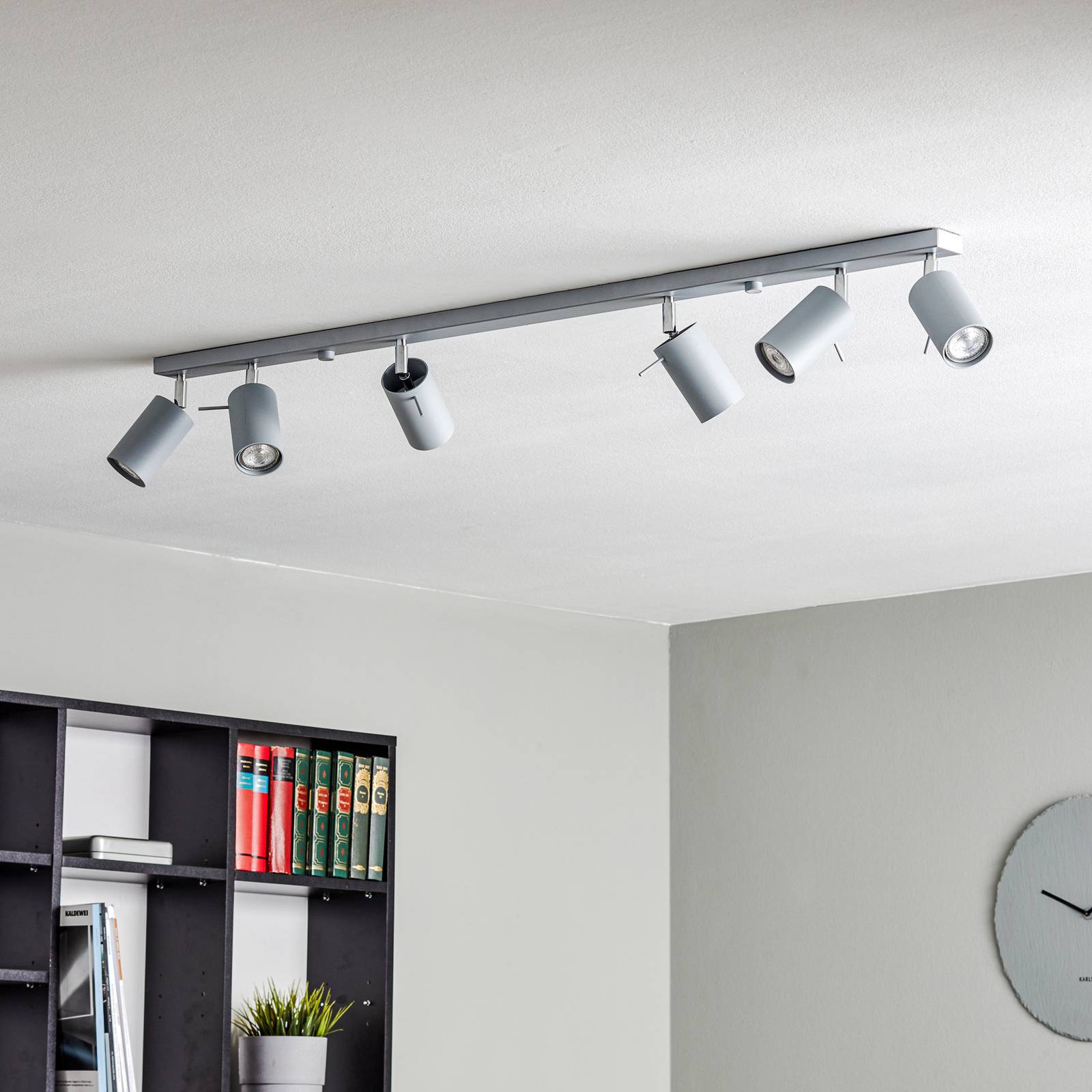 sollux lighting spot pour plafond round gris, six lampes linéaire