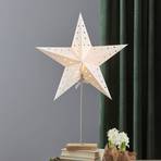 Leo standing star with star pattern, white/oak