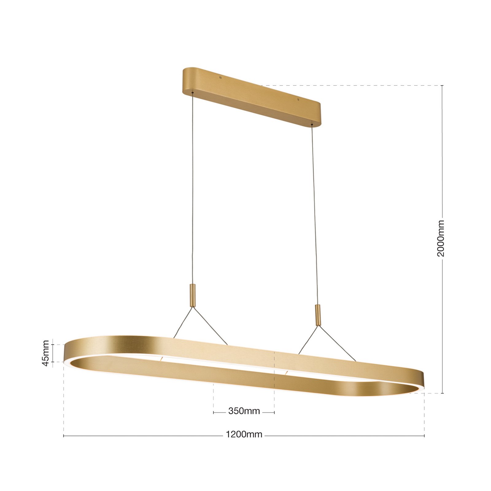 Carrara LED rippvalgusti, matt kuldne, reguleeritava kõrgusega, CCT