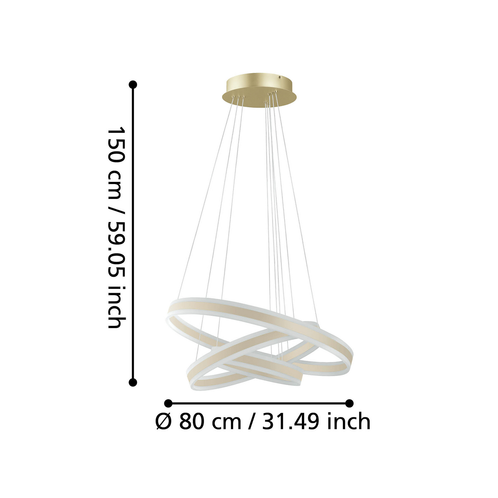 Suspension LED Tonarella, beige, Ø 80 cm, à intensité variable - Stars of Light