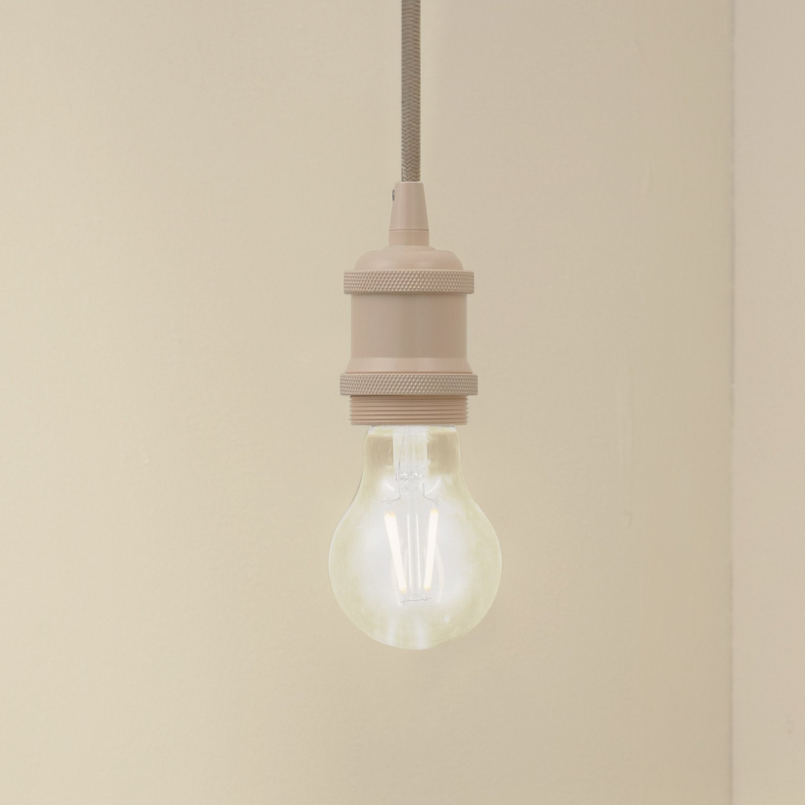 Lampă suspendată Lindby Hattie bej Ø 5 cm metal E27 - Camera de zi / sufragerie - Modern - Aluminiu