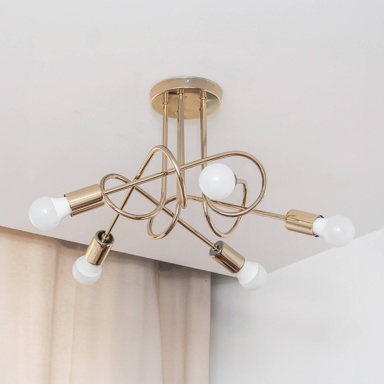 Lampa sufitowa Oxford, złota, 5-punktowa, Ø 47 cm, metal