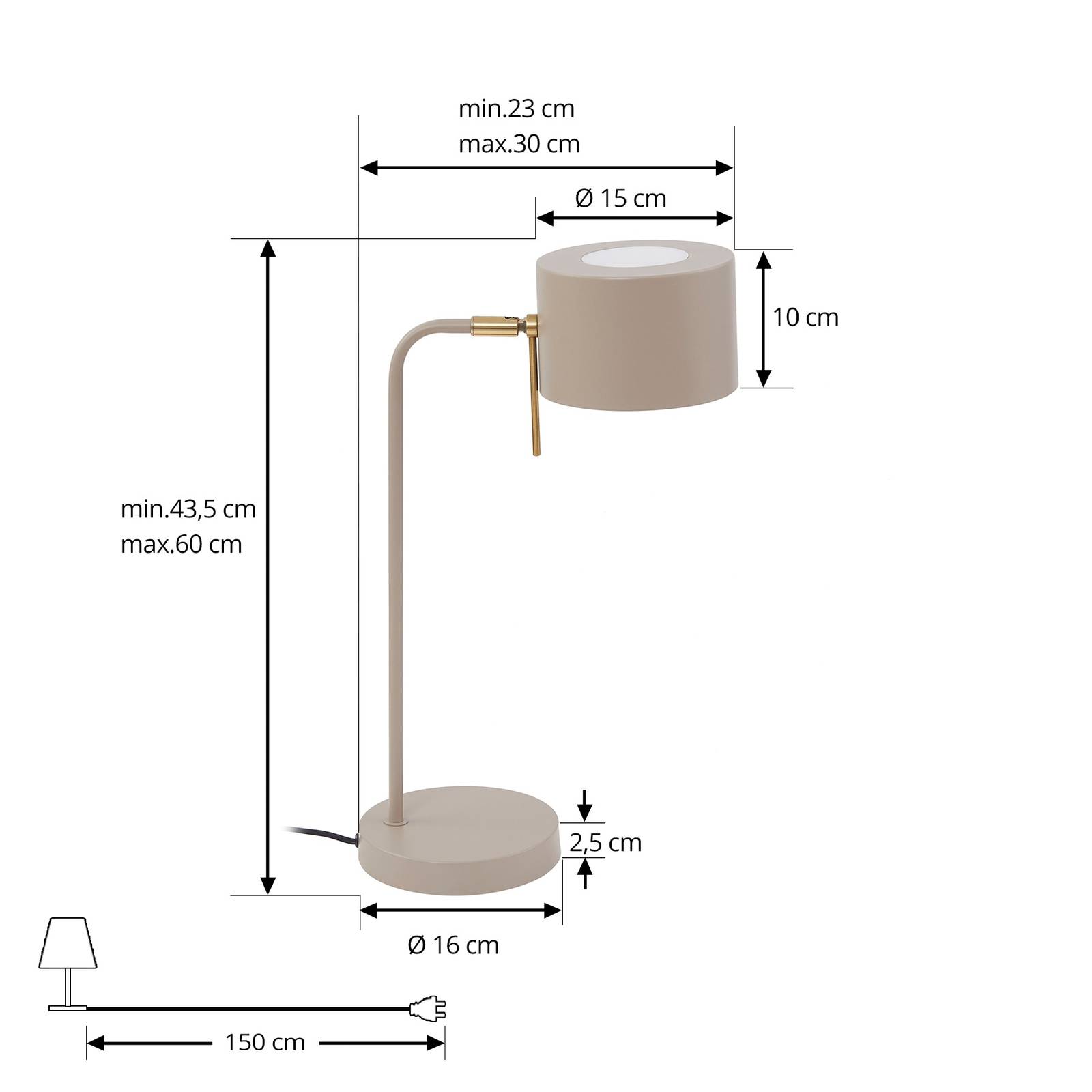 Lampa stołowa Lindby Kaida, brązowy, metal