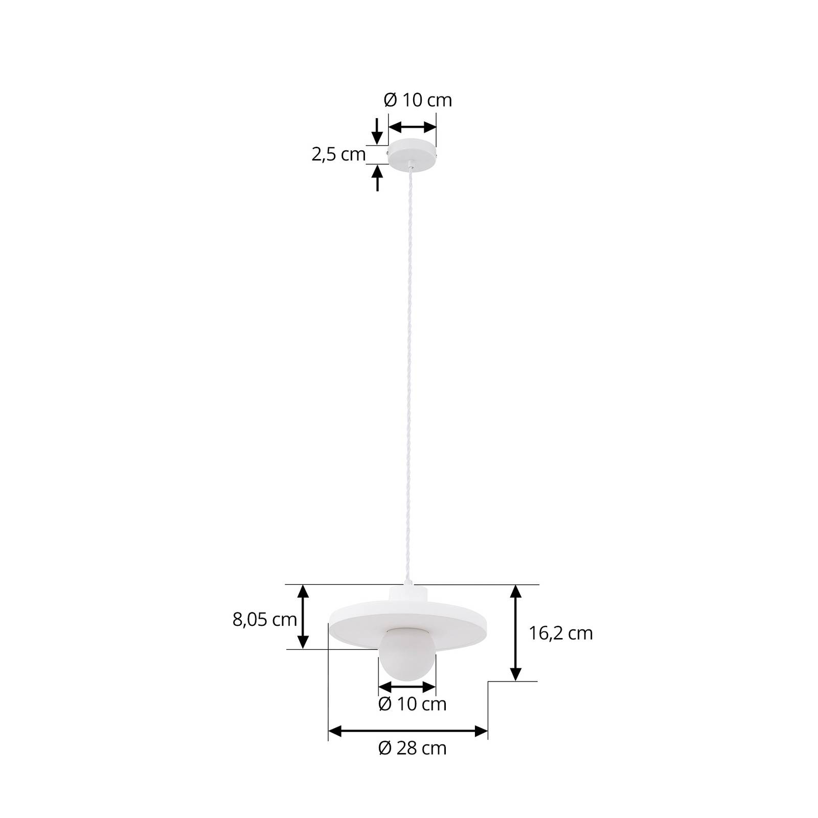 Lampa wisząca Lindby Nielson, Ø 28 cm, biały, gips