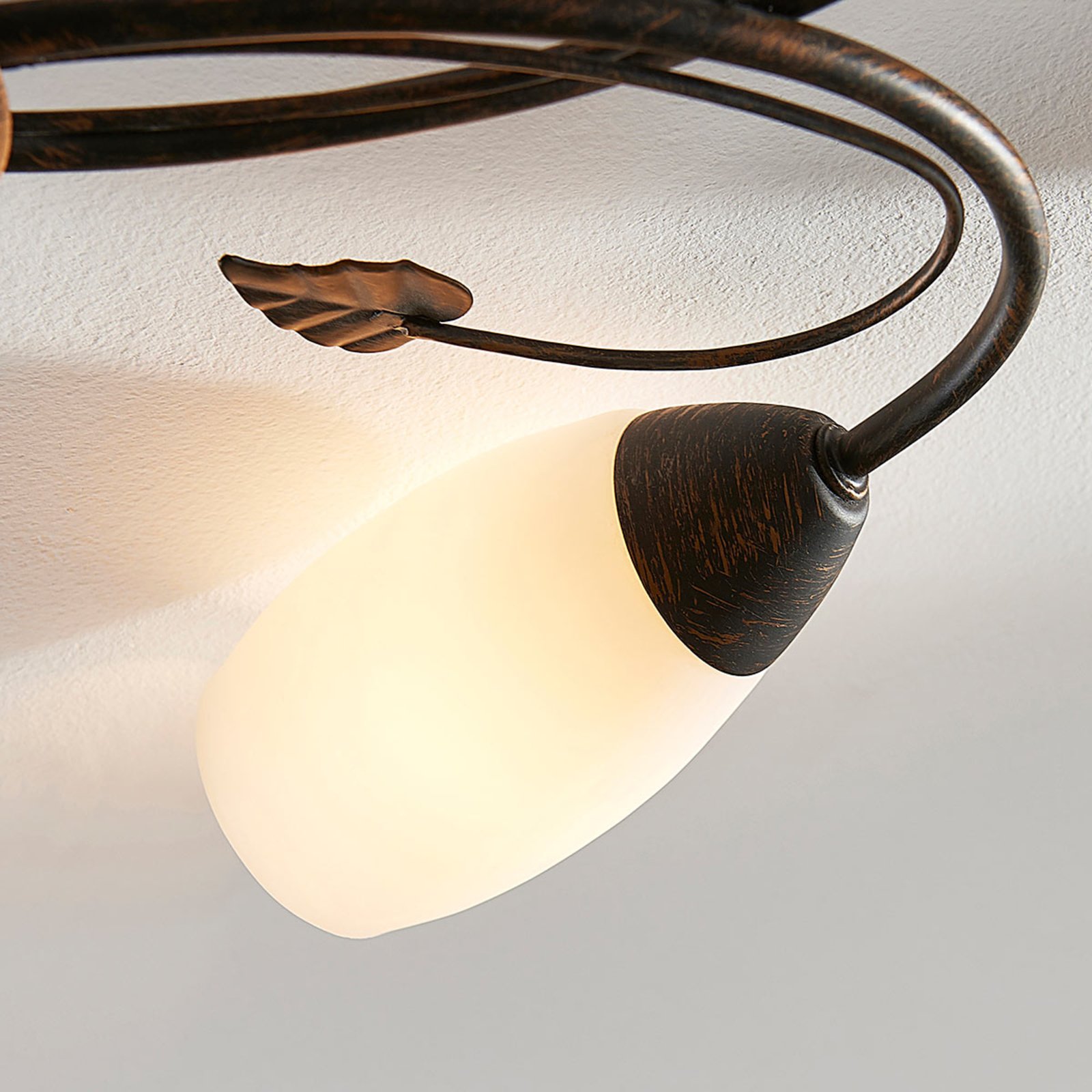 Stefania 6 Ceiling Lamp White/Black-Gold - Lindby