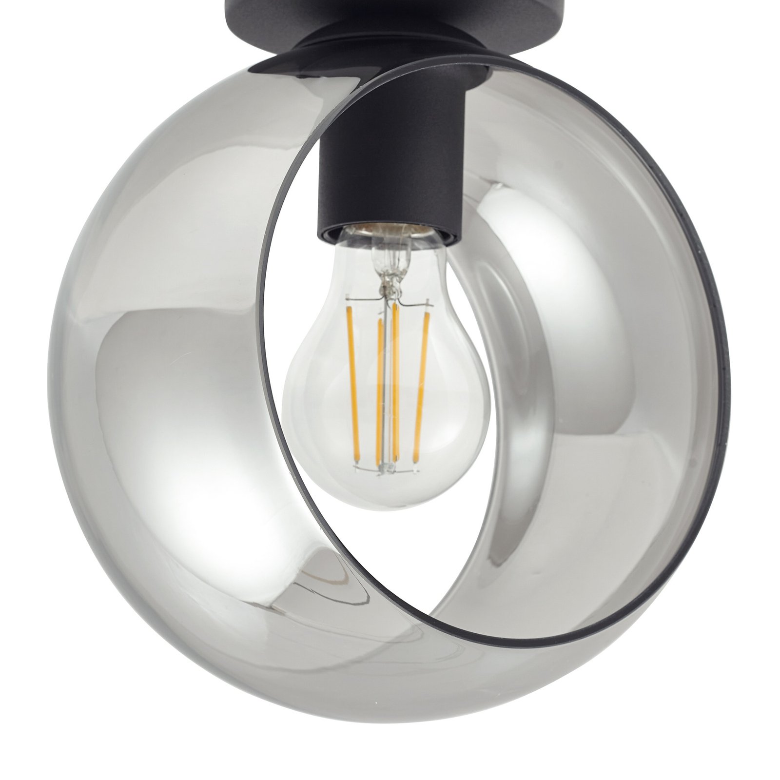 Lindby Roton plafondlamp, grijs/zwart, glas, Ø 20 cm