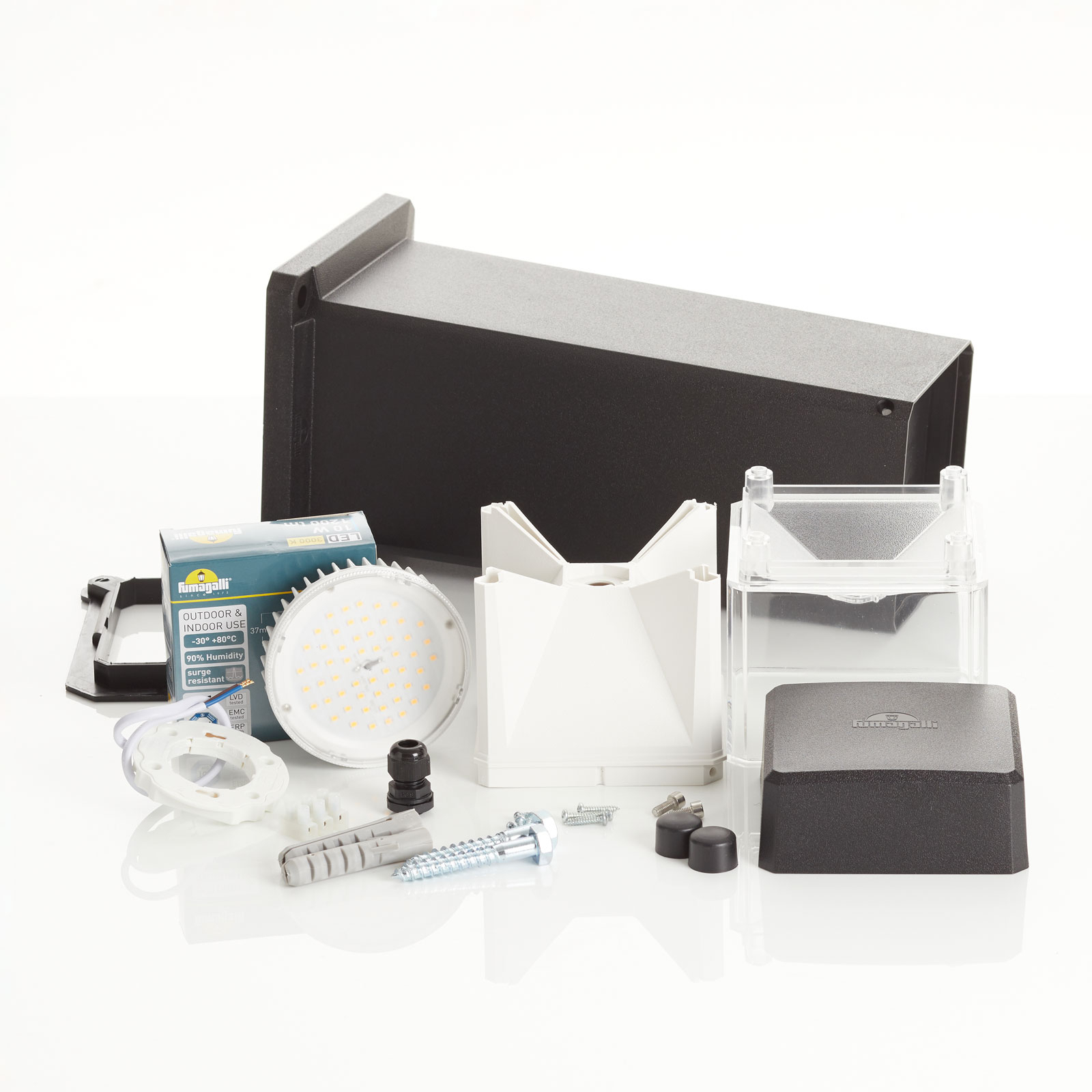 LED-sockellampa Elisa 500 svart, klar, 10W CCT