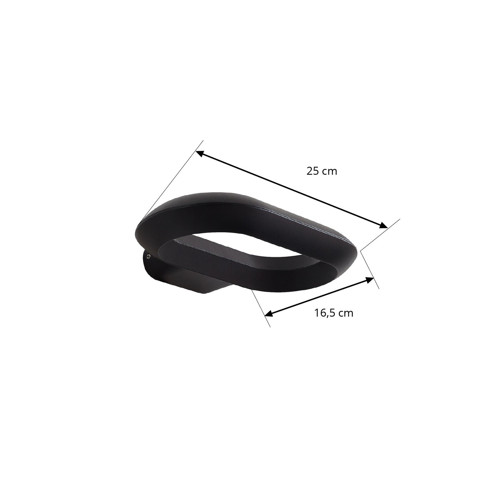 LOOP Candeeiro de parede exterior LED, IP44, 25 cm, preto, metal - Lucande