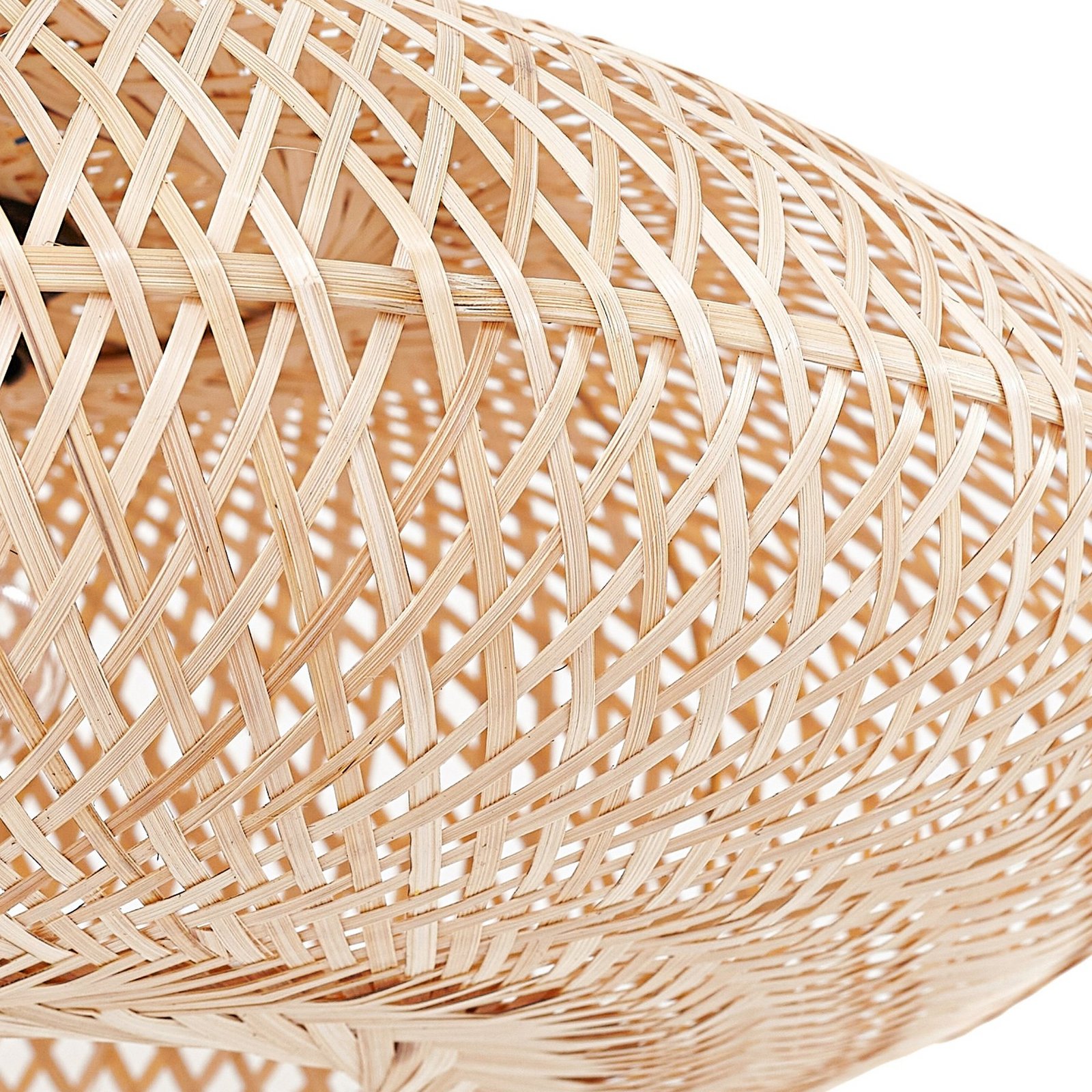 Candeeiro de arco Lindby Solvian, preto/natural, bambu, metal