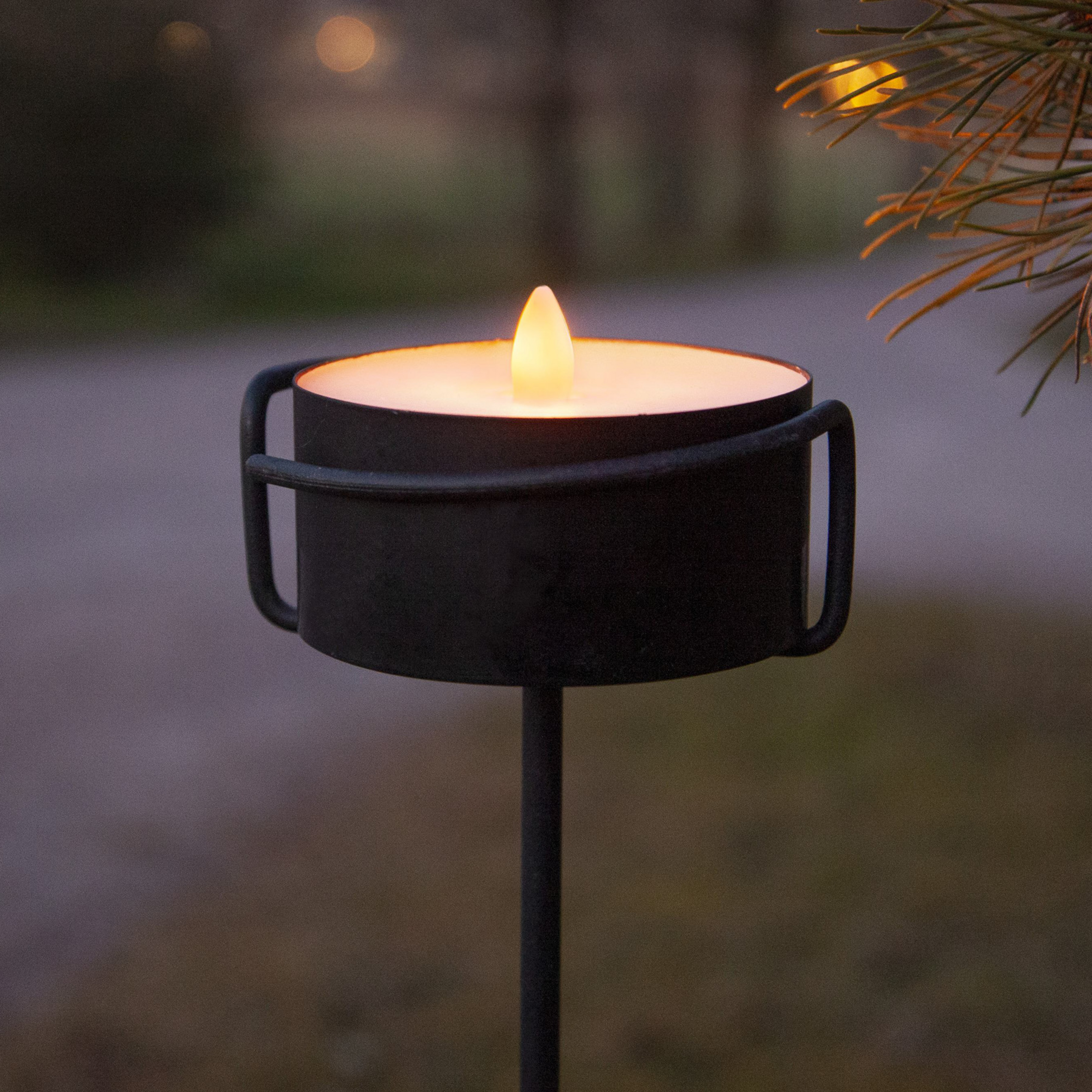 LED svíčka Torch Candle černá kov/vosk na baterie