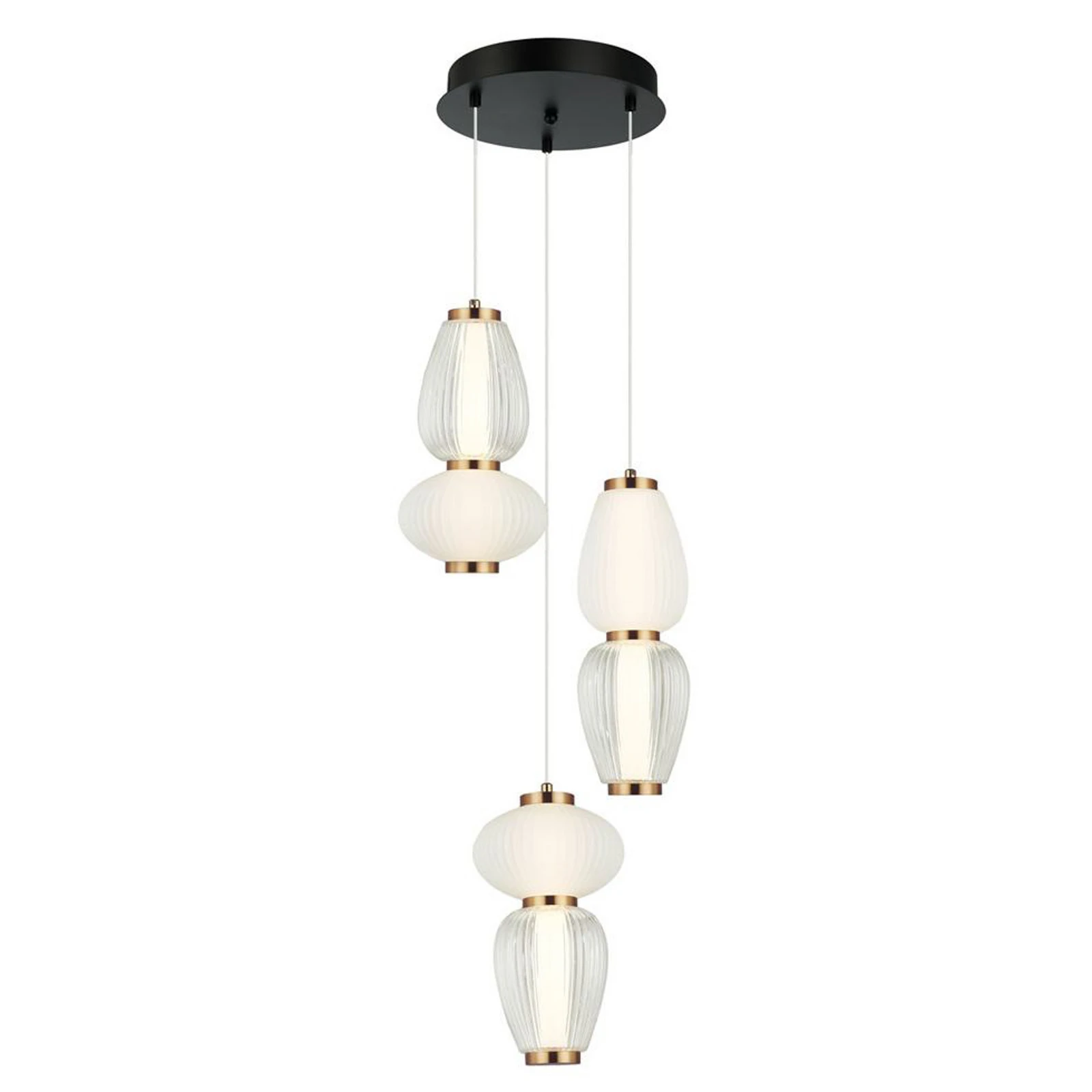 LED závesné svietidlo Shiny, Ø 60 cm, číre/biele, sklo