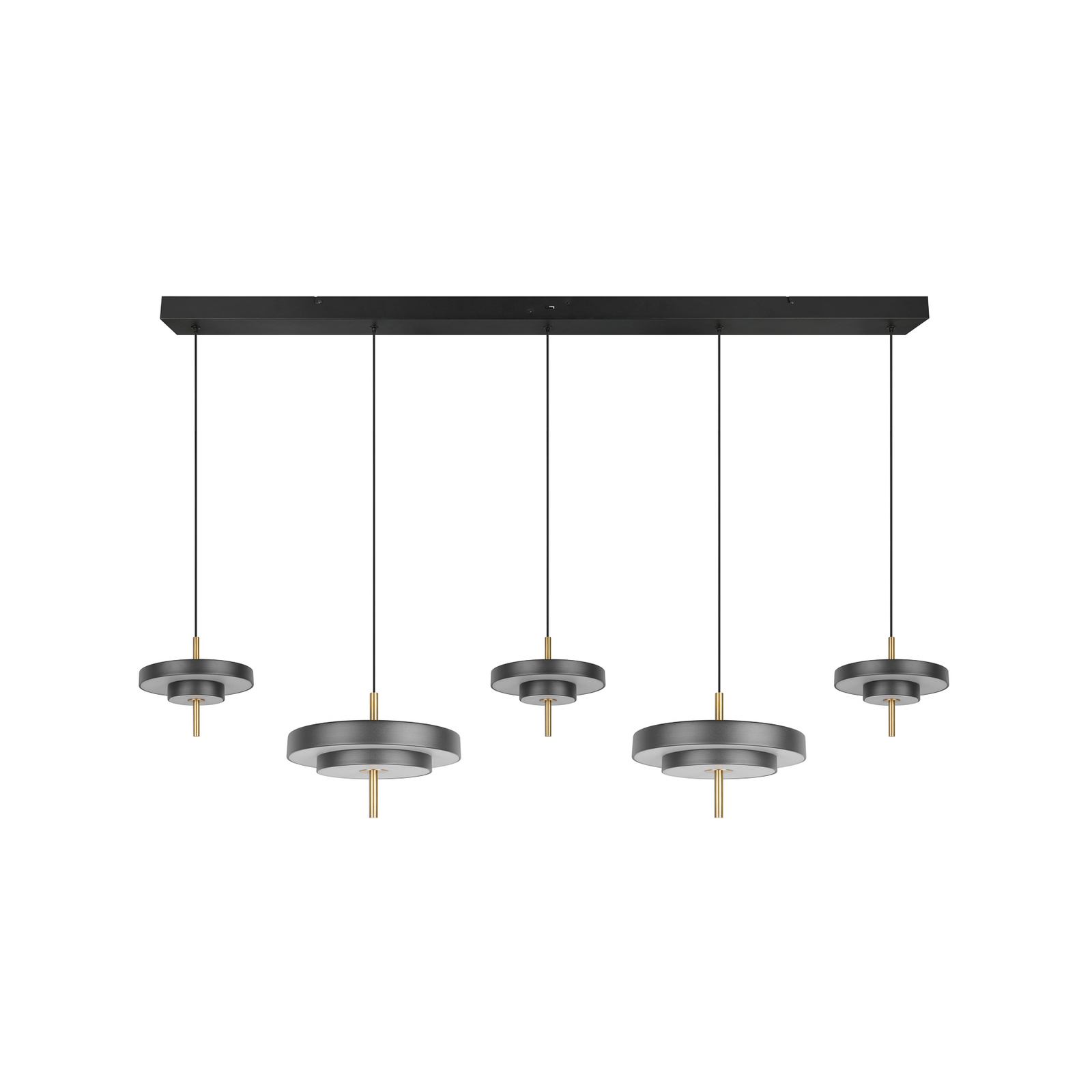 Candeeiro suspenso LED Keaton, preto/dourado 140 cm CCT, 5 lâmpadas. Candeeiro suspenso LED Keaton, preto/dourado 140 cm CCT, 5 lâmpadas.