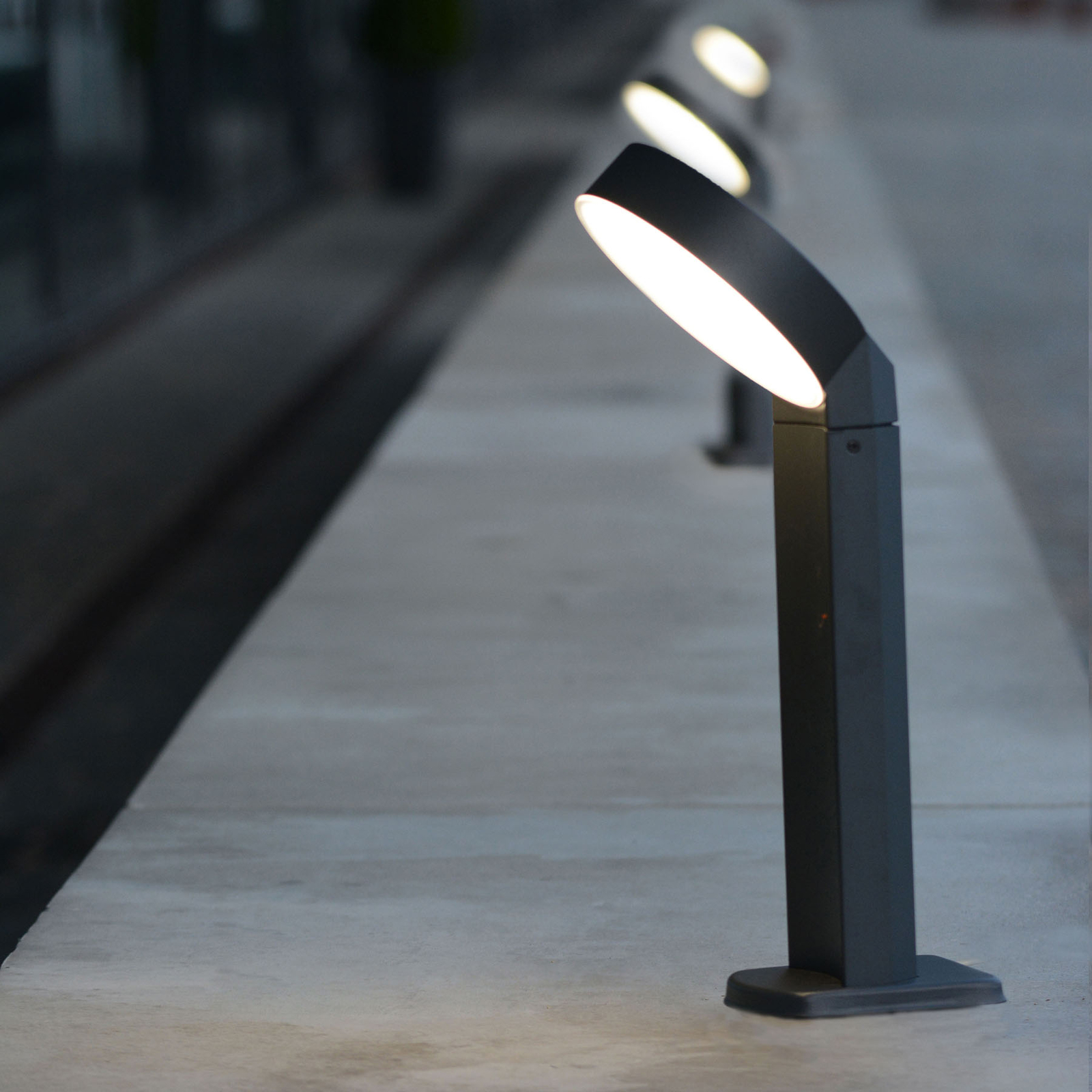 Meridian LED pillar light with ring-shaped head