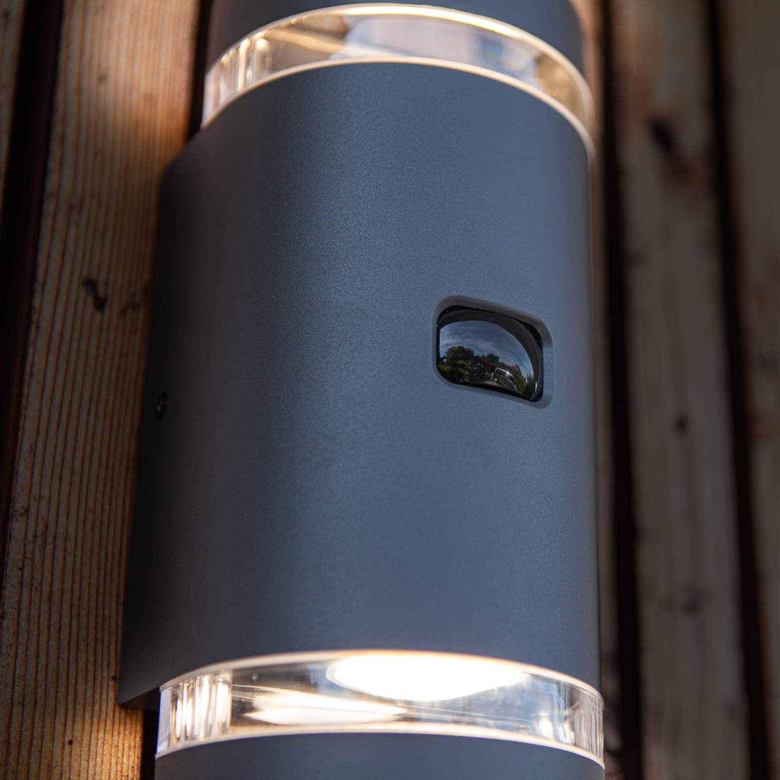 Sensor-Außenwandlampe FOCUS ROUND, dunkelgrau, 2 x GU10 IP44