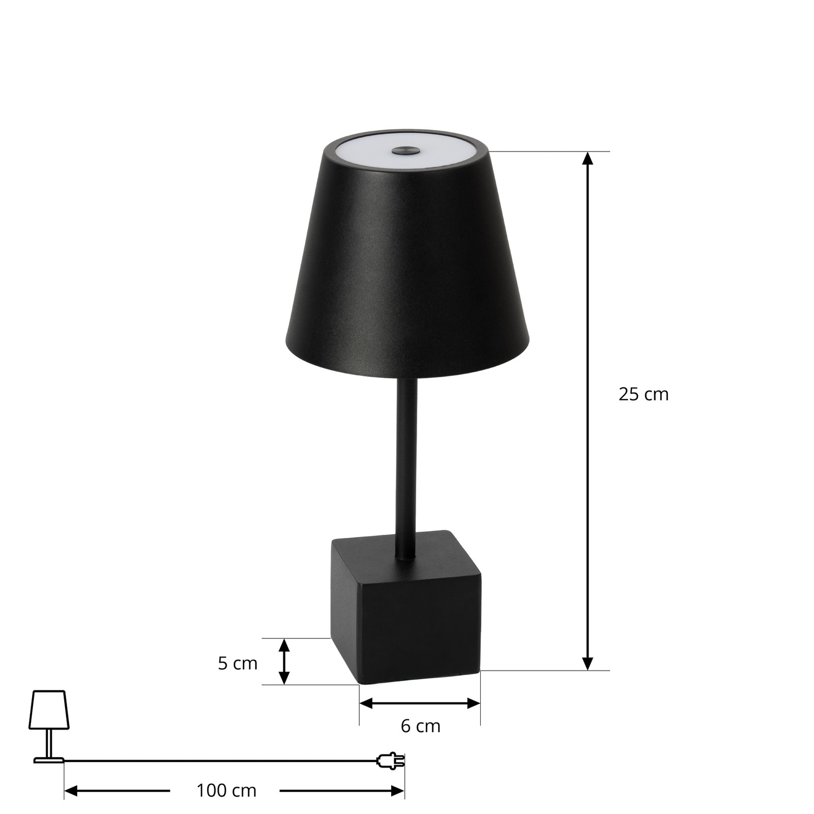 Janea Cube Portable Bordlampe Dim. IP54 Sort - Lindby