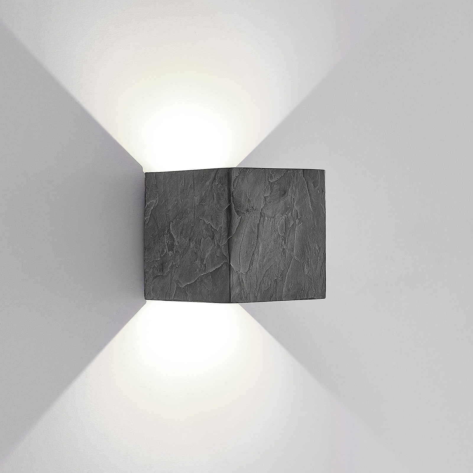 Lucande Naja LED outdoor wall light, slate finish, concrete, 10.2 W, energy efficiency: A+, W: 12 cm, H: 12 cm