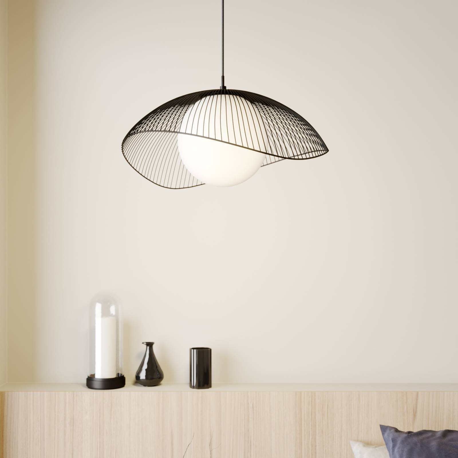 Lindby Fabronia Suspension, grille, verre