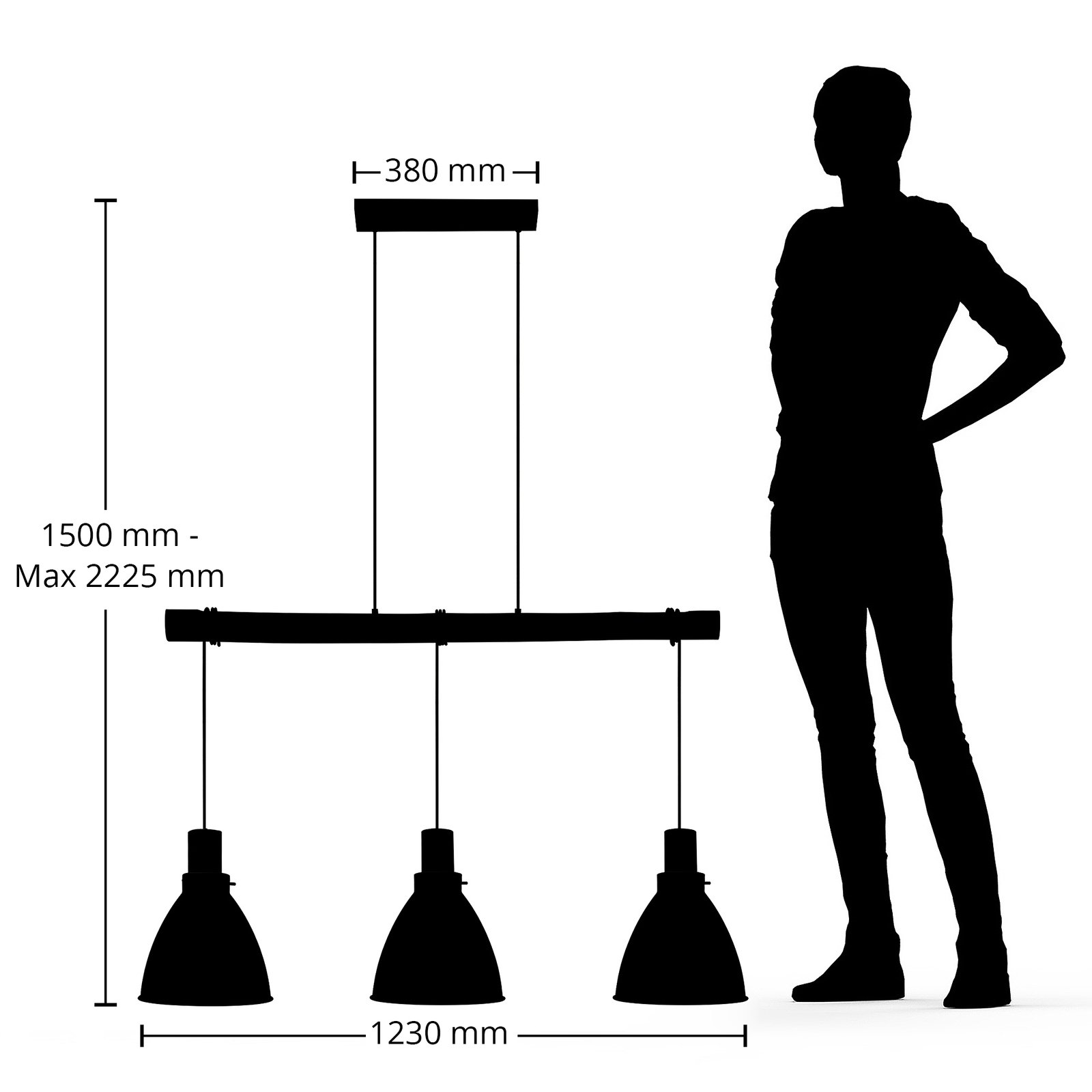 Trebale 3 Pendant Black/Wood - Lindby
